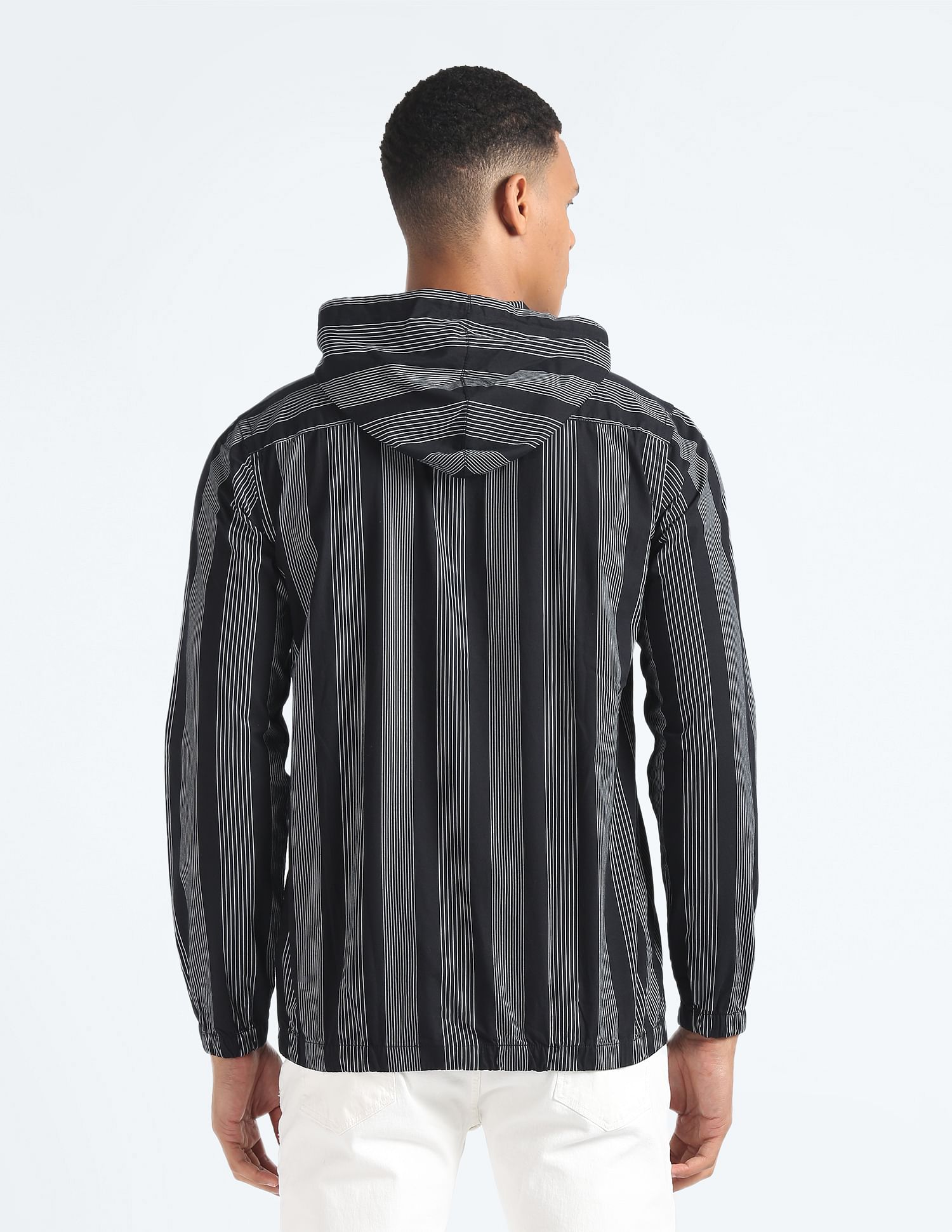 Flying Machine Hooded Vertical Stripe Shirt