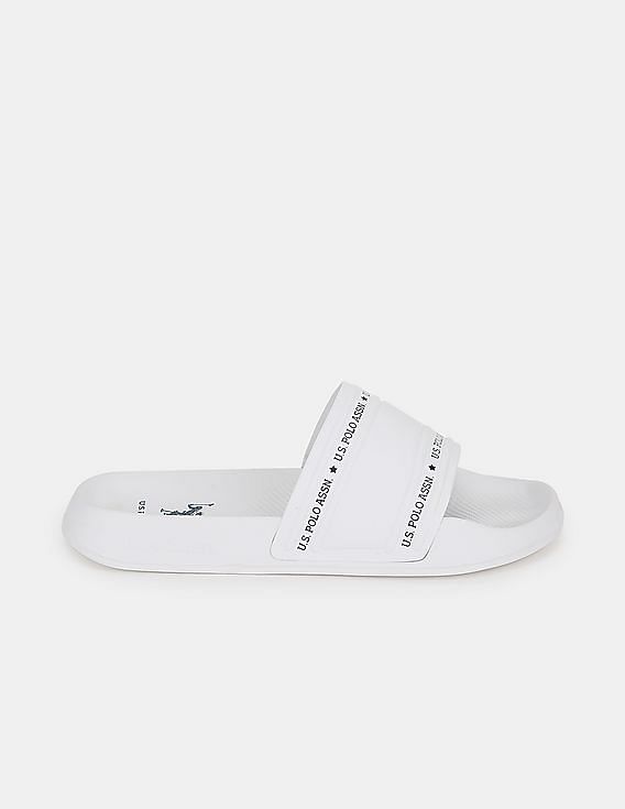 U.S. Polo Assn. Men Brand Print Non-Skid Lightweight Wode Slides