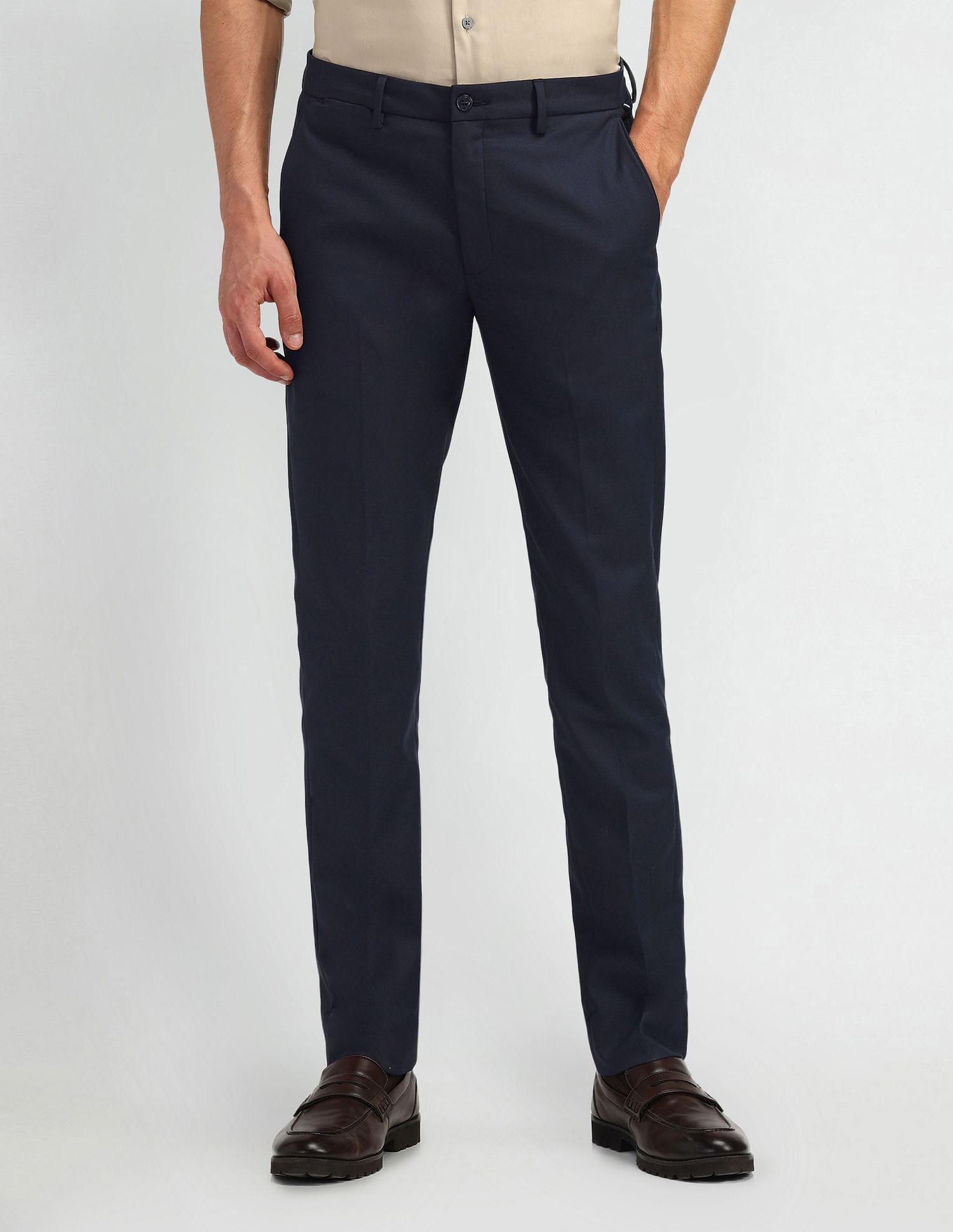 Arrow Newyork Slim Fit Solid Trousers