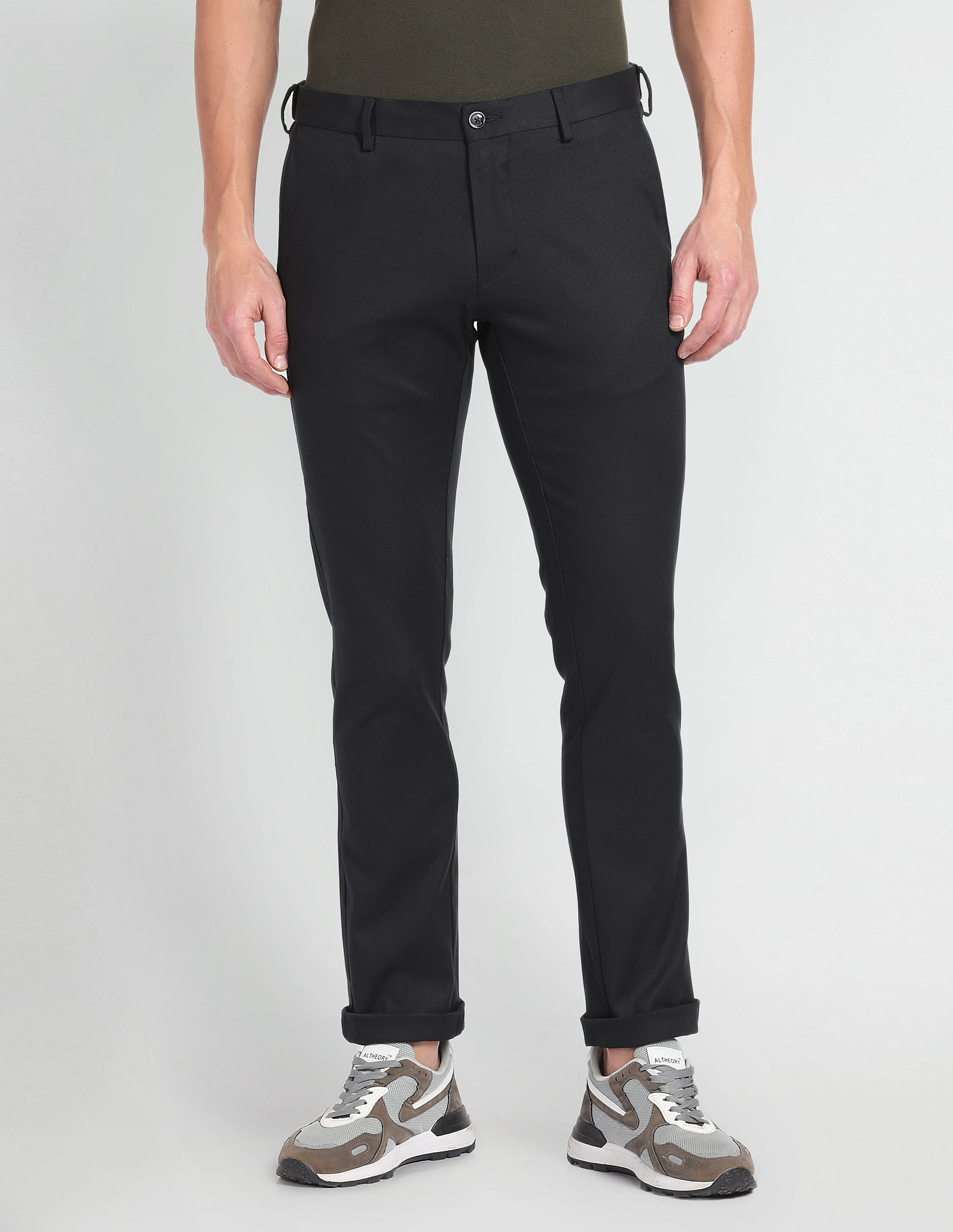 Arrow Sports Solid Dobby Autoflex Trousers
