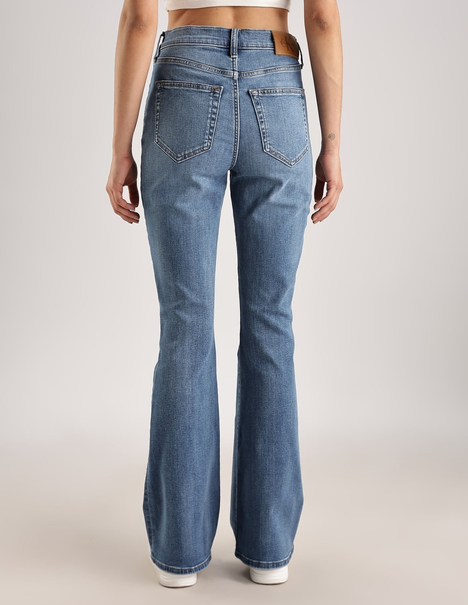 Calvin Klein Light-Wash Flared-Fit High Rise Jeans
