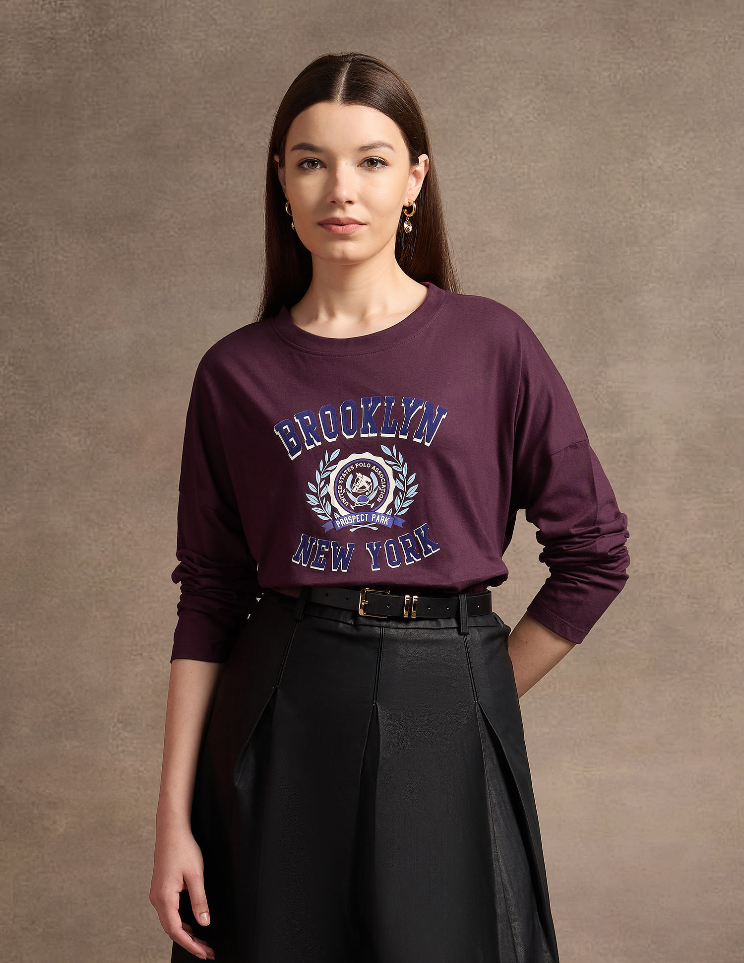 U.S. Polo Assn. Women Drop Shoulder Graphic Print T-Shirt
