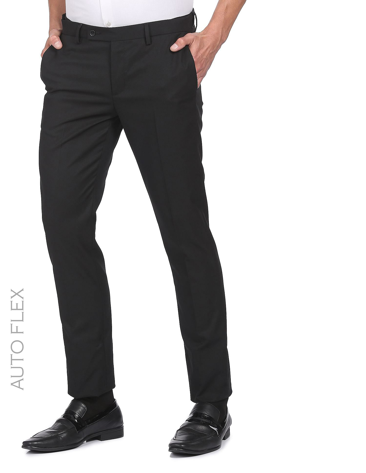 Buy Arrow Men Navy Hudson Tailored Fit Check Autoflex Formal Trousers Online-demhanvico.com.vn
