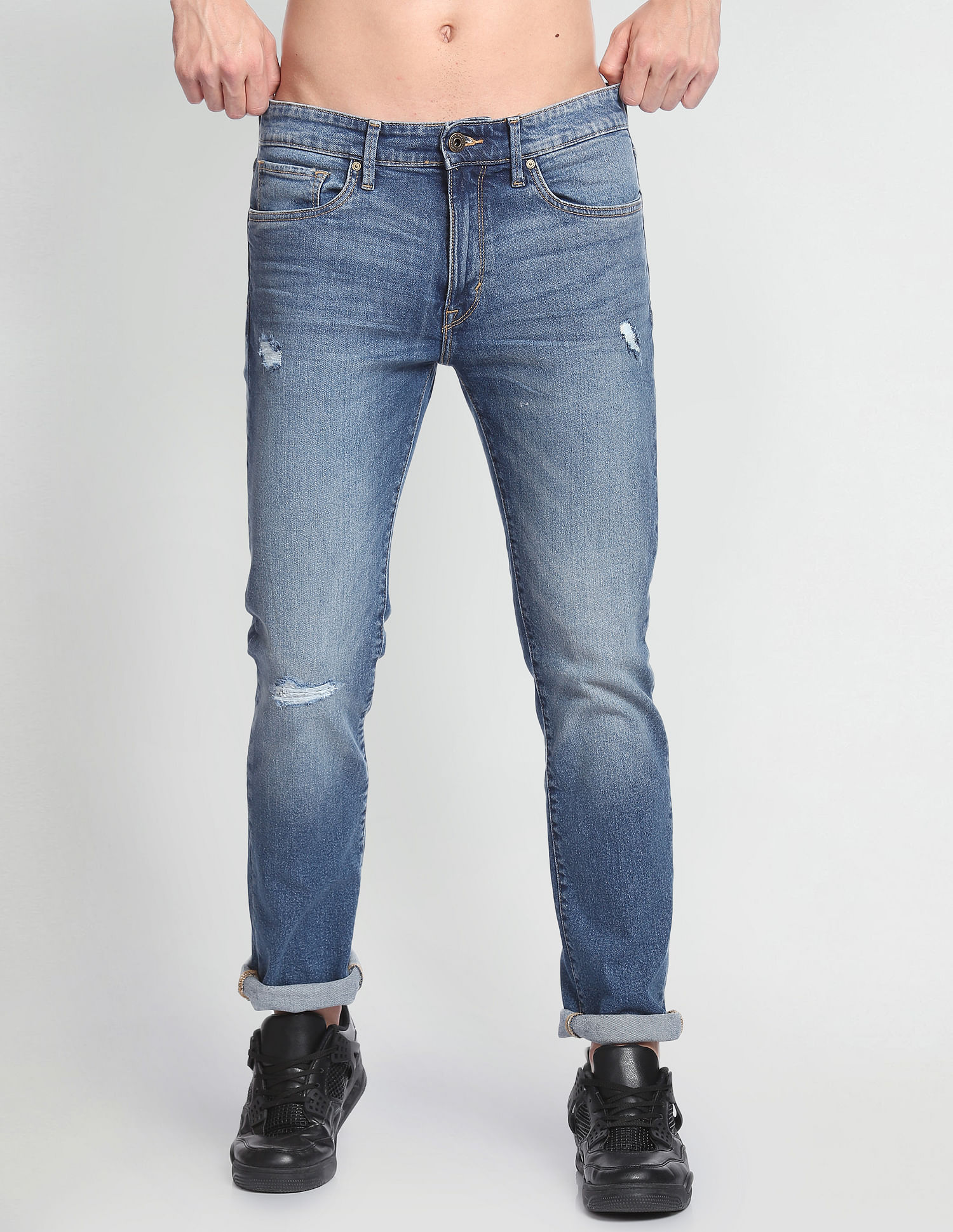 Flying Machine Distressed Slim Tapered Fit Authentic Signature Jeans