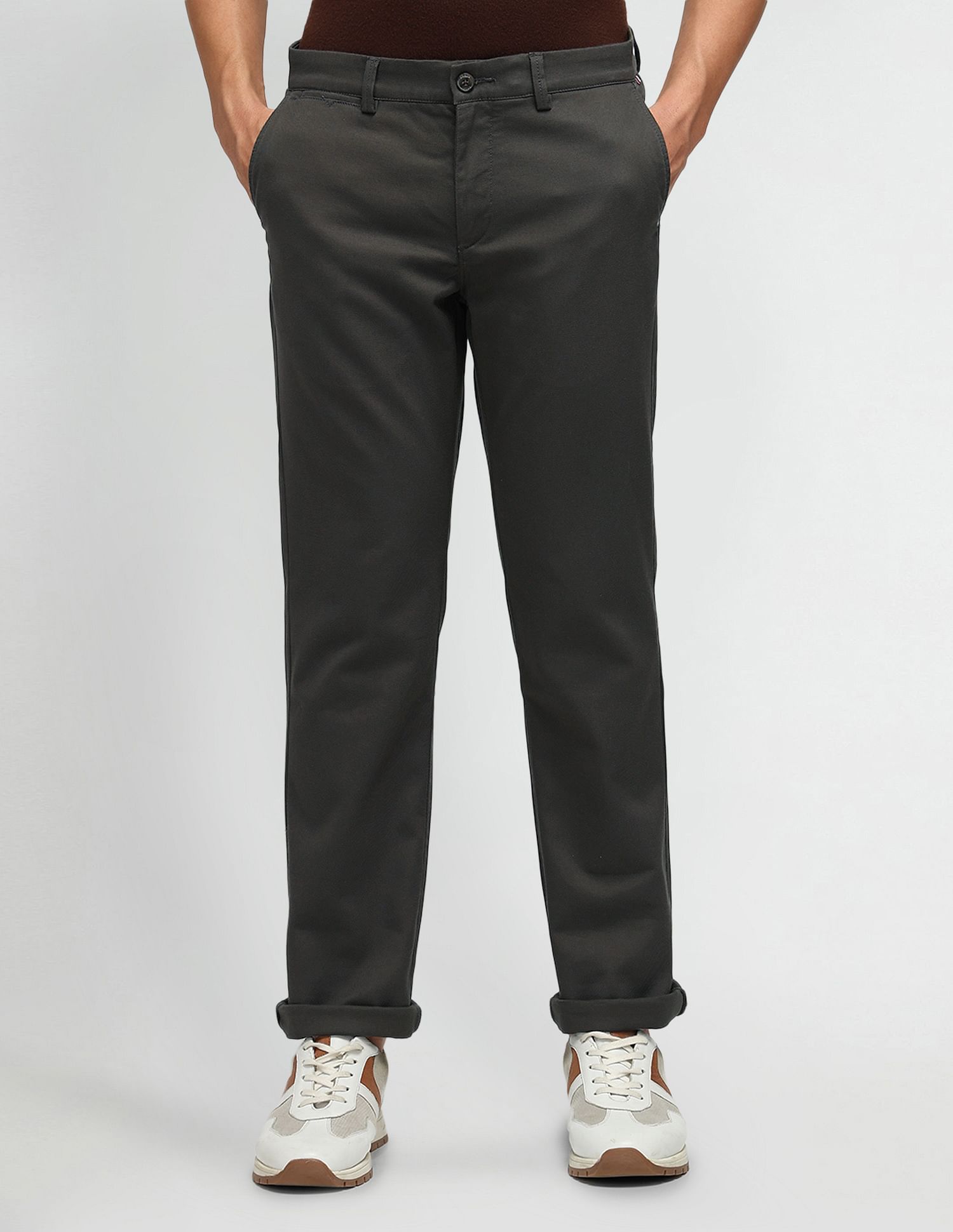 Arrow Sport Solid Dobby Slim Fit Trousers