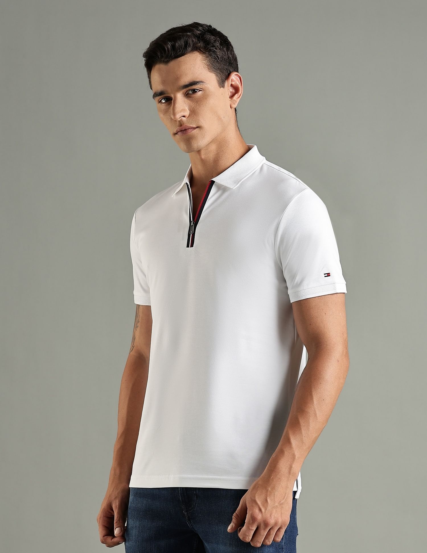 Tommy Hilfiger Solid Regular Fit Cotton Polo T-Shirt