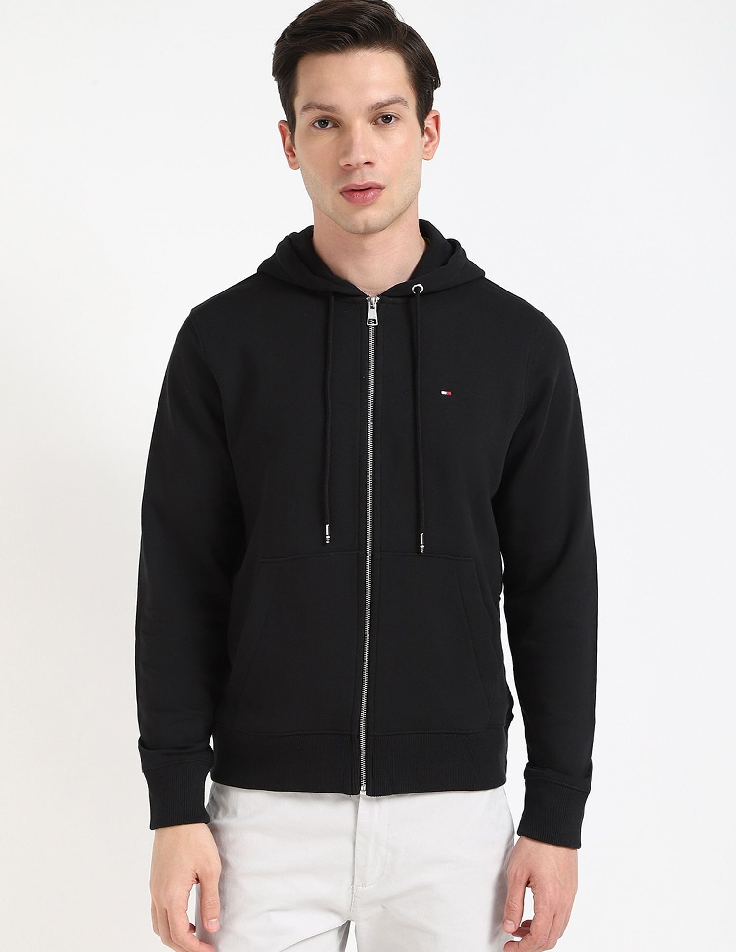 Tommy Hilfiger Solid Regular-Fit Cotton Hodded Sweatshirt