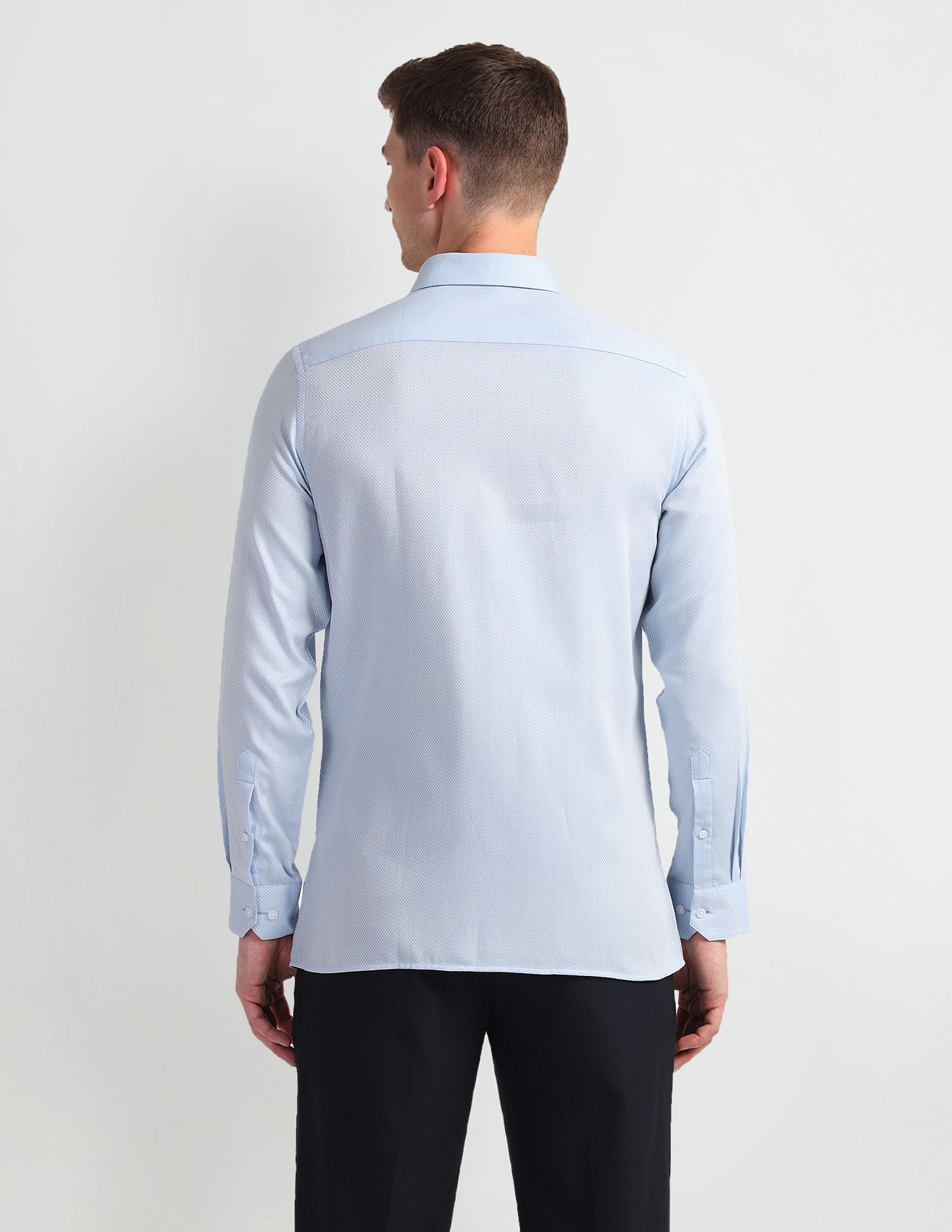 Arrow Patterned Dobby Cotton Shirt