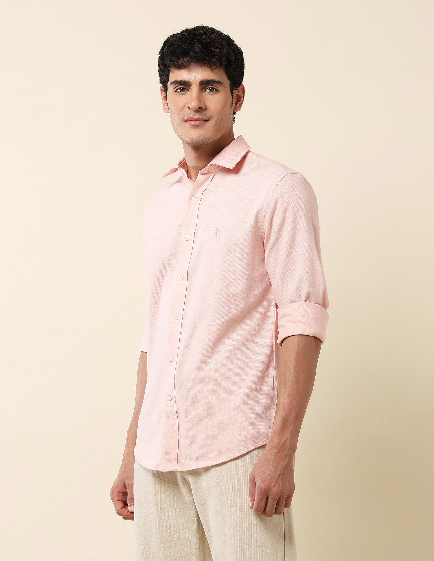 U.S. Polo Assn. Tailored Fit Pure Cotton Dobby Shirt