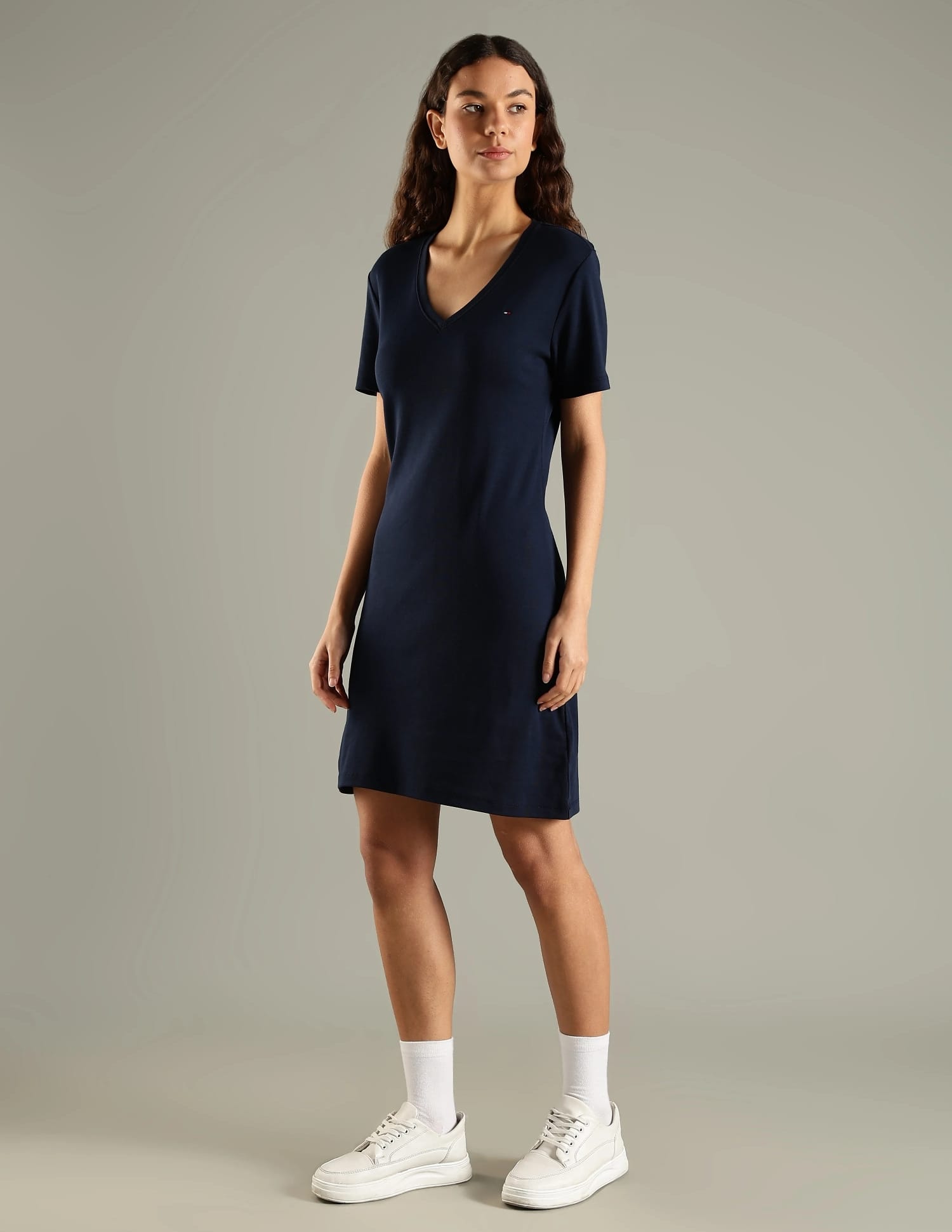 cotton v-neck t-shirt dress Hvyesh Womens Cotton Linen Midi Dress Summer Short Sleeve V Neck T Shirt Dress Casual Loose Fit Beach Dress Flowy Wedding Guest Dresses