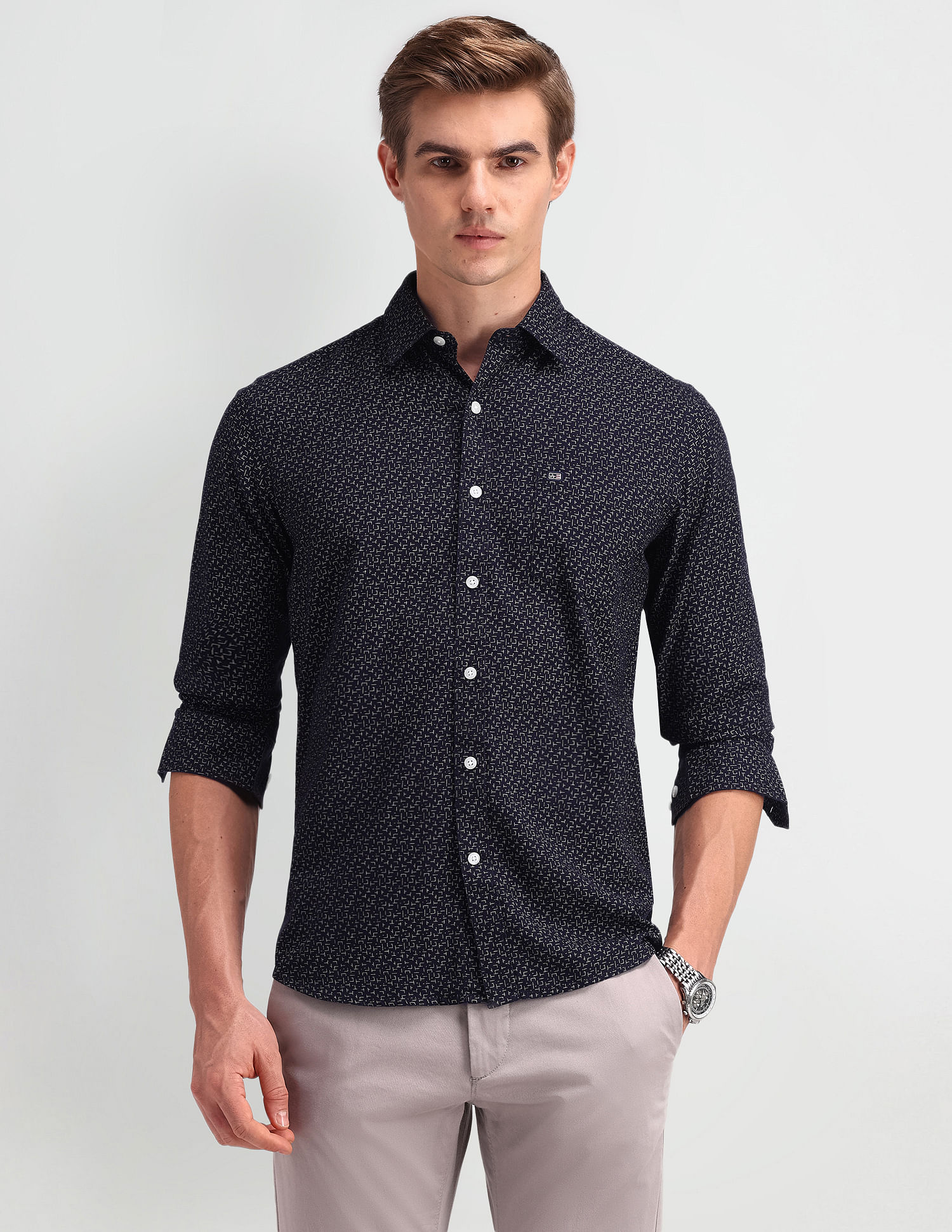 Arrow Sport Abstract Print Cotton Shirt