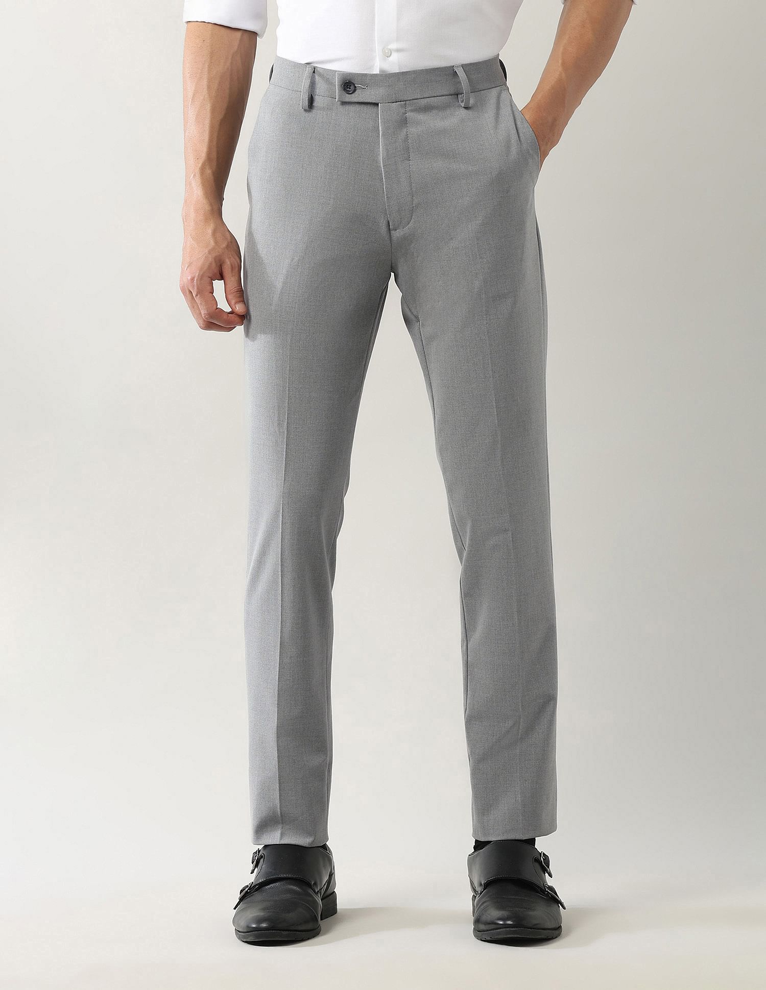 Arrow Solid Super Slim Fit Trousers