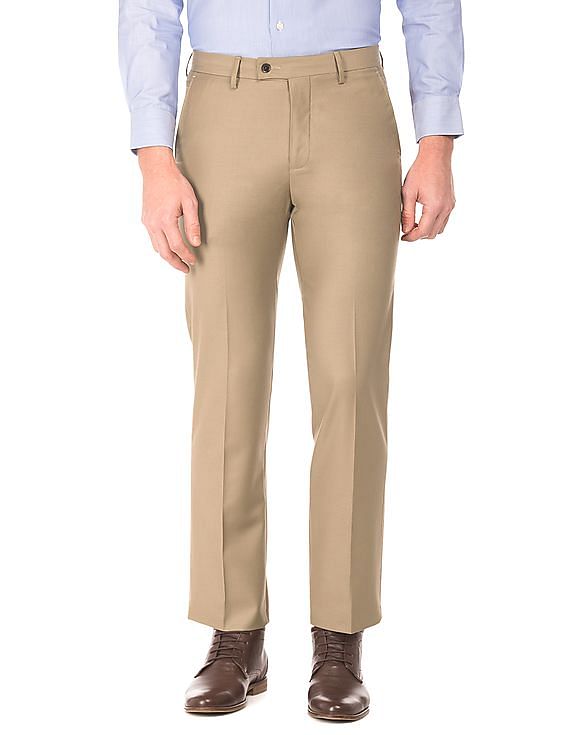 Arrow Men Beige Smart Regular Fit Solid Formal Trousers | Mens formal,  Formal pants, Trousers