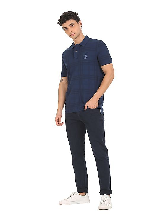 U.S. Polo Assn. Denim Co. Ribbed Collar Check Polo Shirt