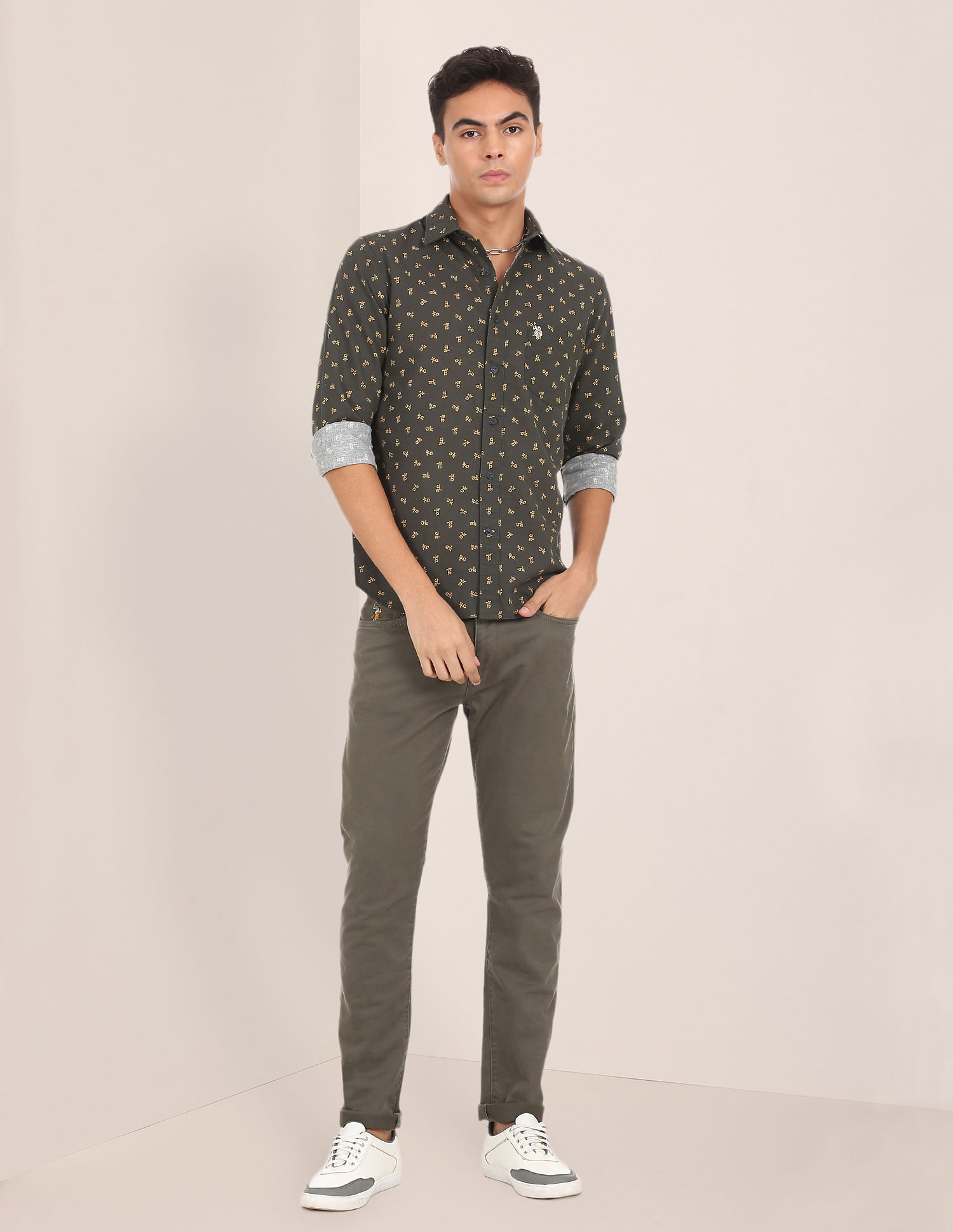 U.S. Polo Assn. Spread Collar Printed Casual Shirt