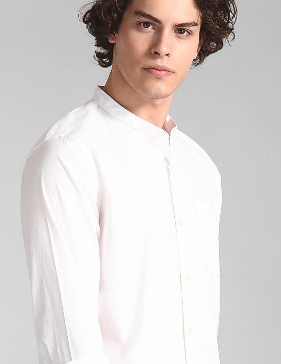 Buy GAP Men White Banded Collar Shirt - NNNOW.com