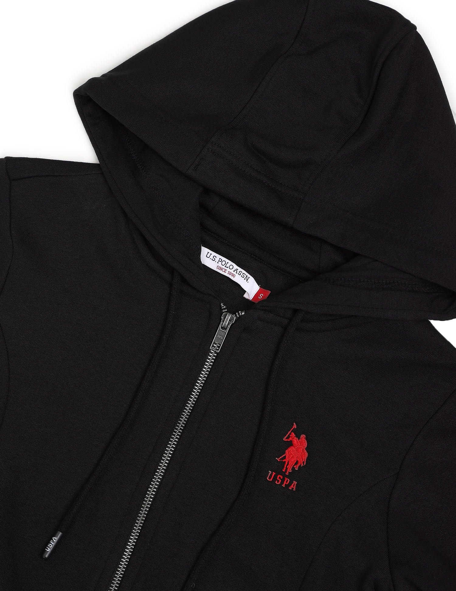 U.S. Polo Assn. Women Full Zip Placket Solid Sweatshirt