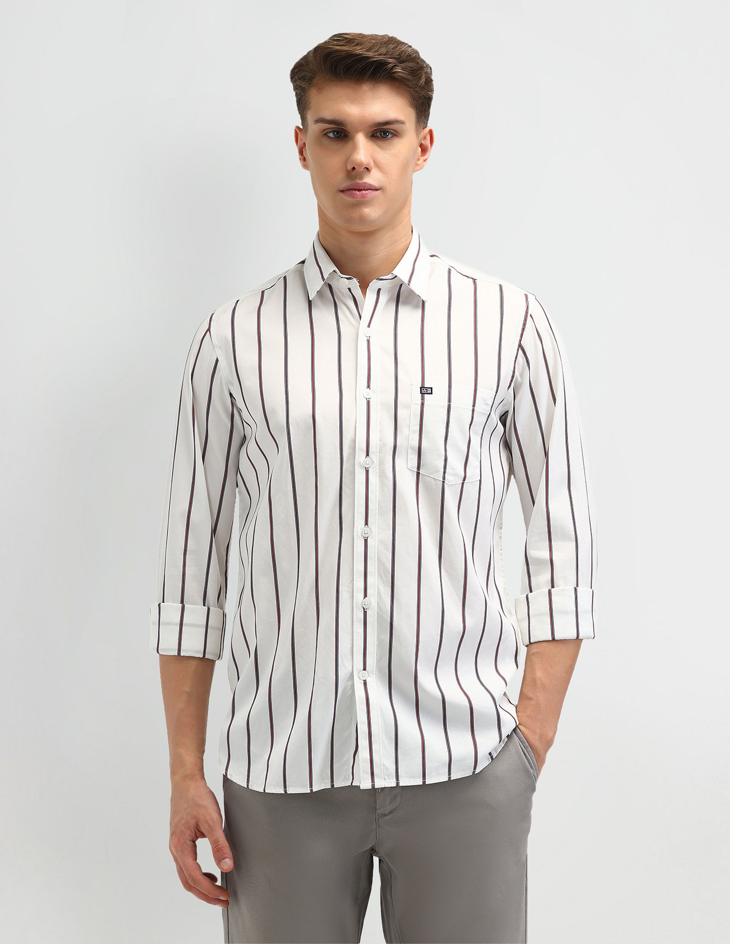 Arrow Sport Vertical Striped Cotton Shirt