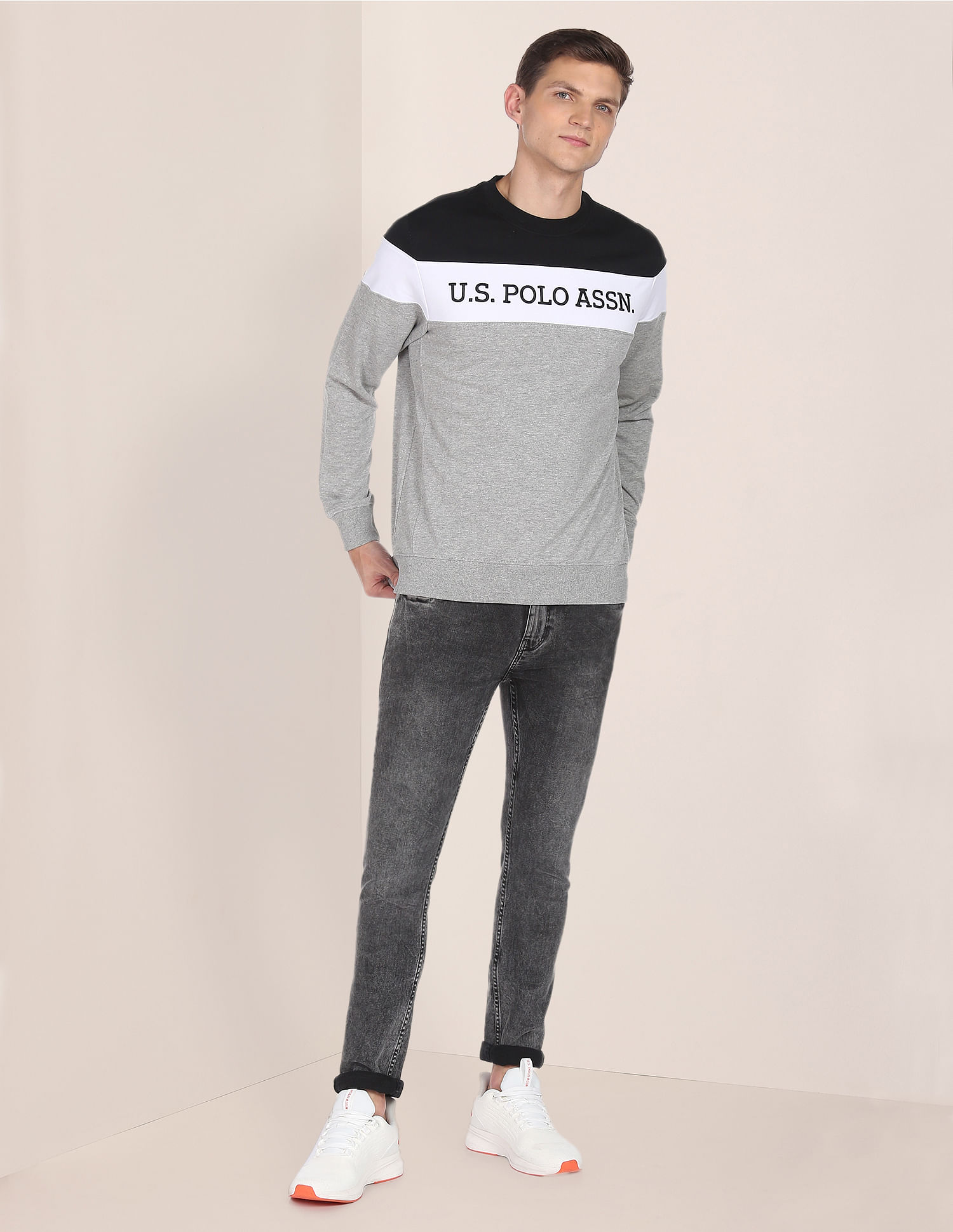 U.S. Polo Assn. Crew Neck Colour Block Sweatshirt