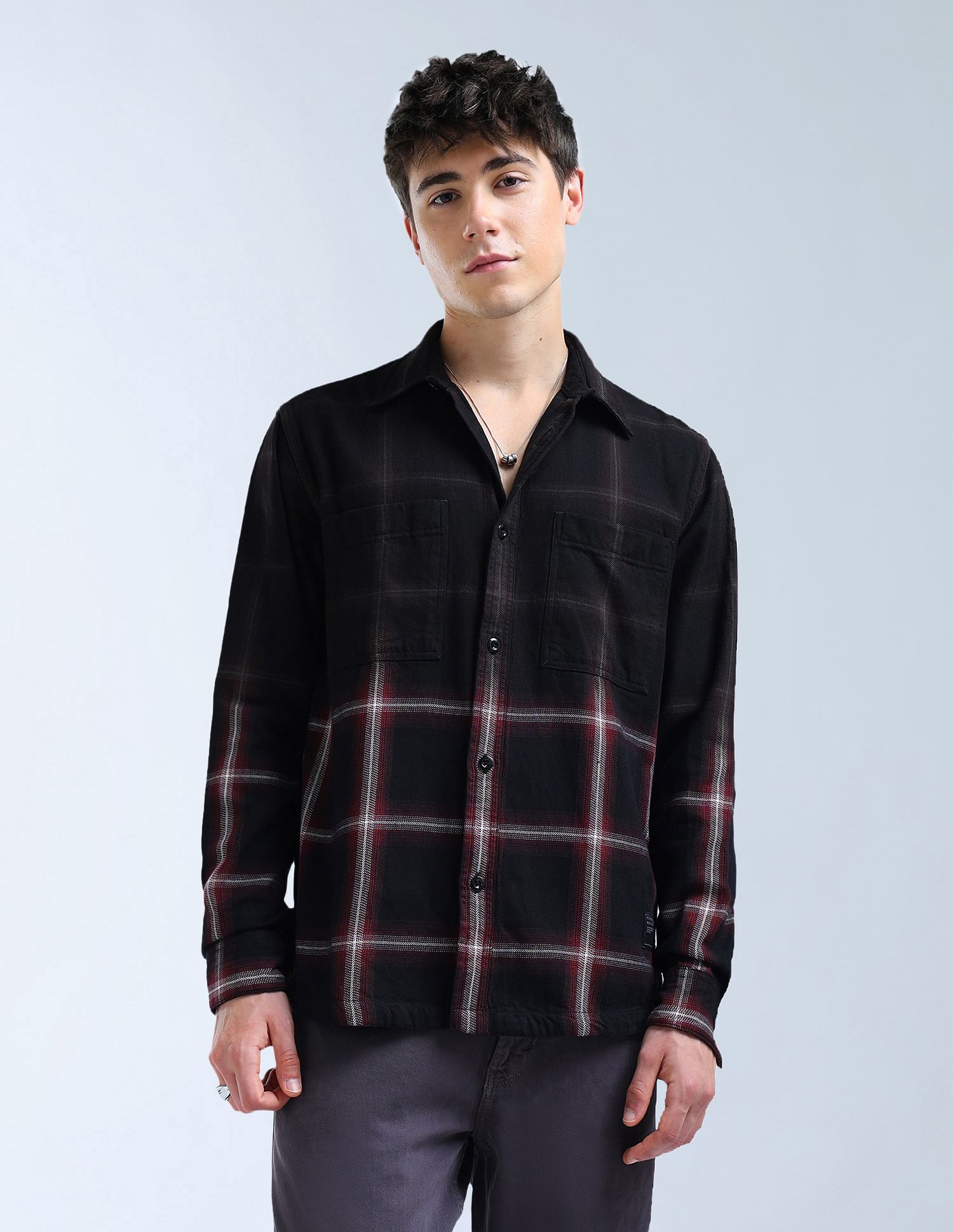 Flying Machine Tartan Checked Pure Cotton Shacket