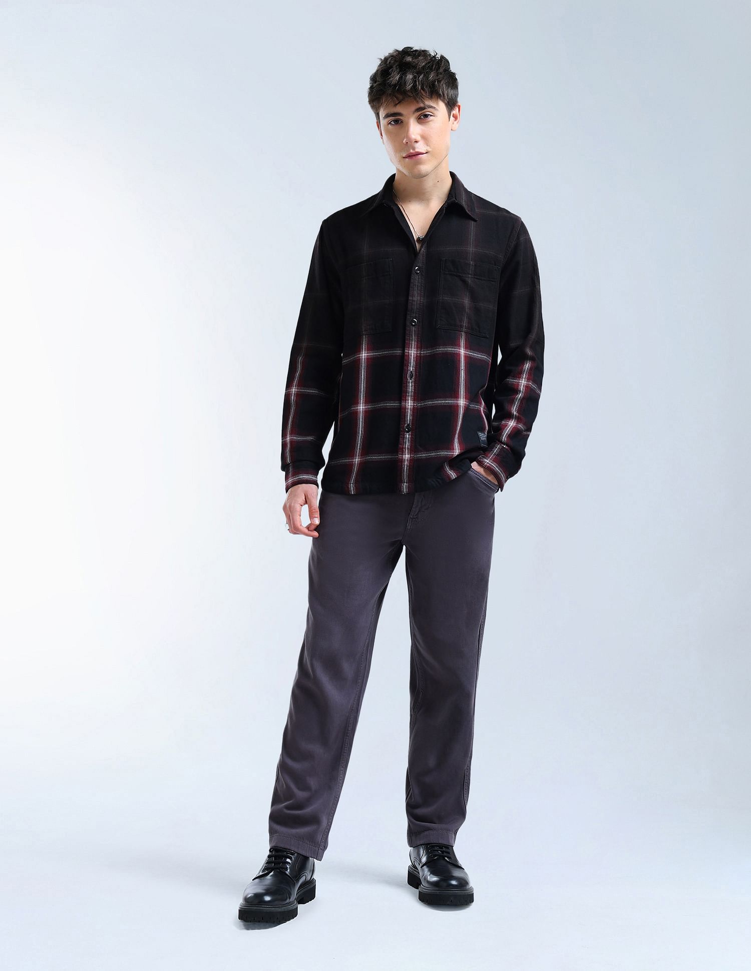 Flying Machine Tartan Checked Pure Cotton Shacket