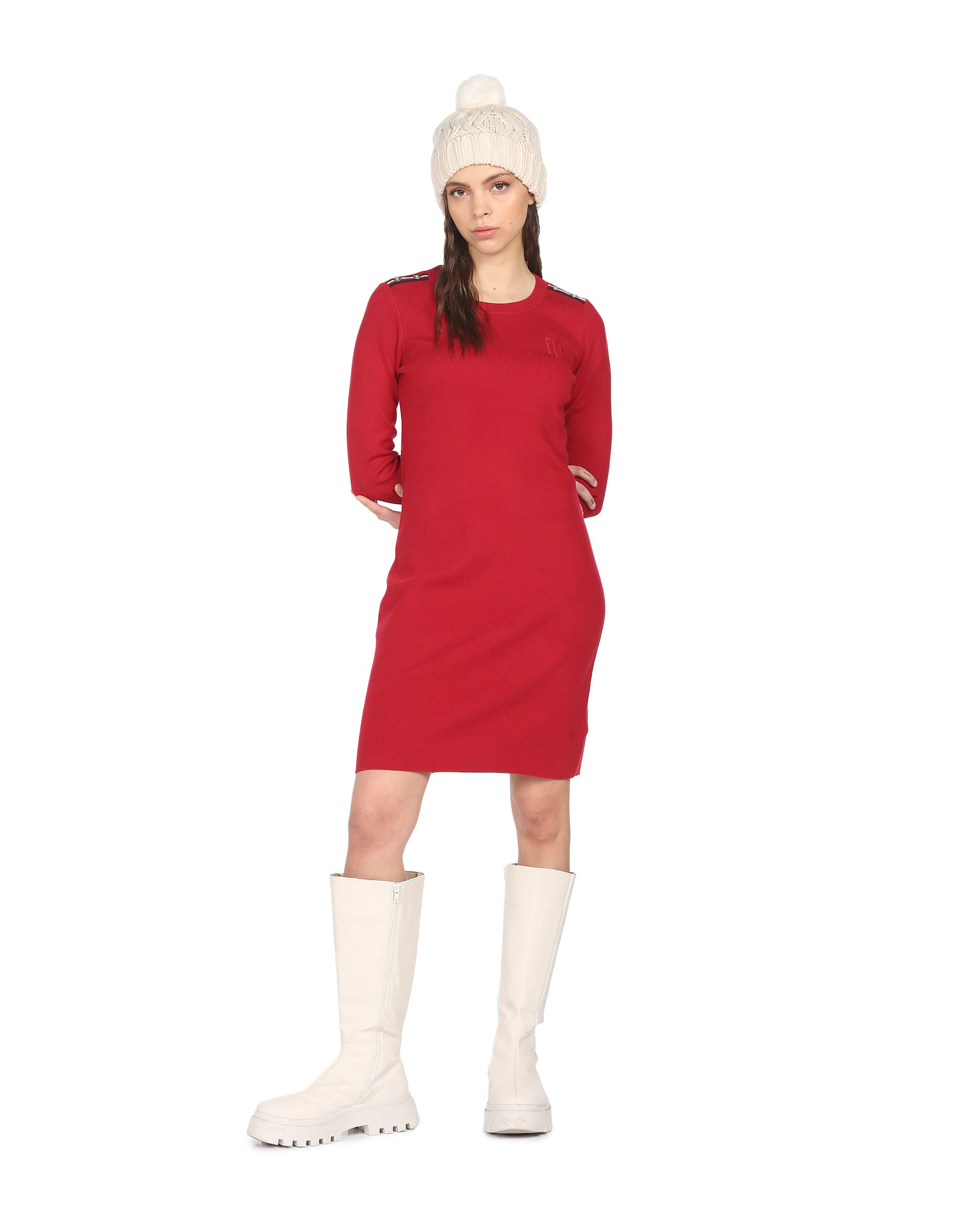 Striped sweater dress red. Swetry. Hurtownia-Kesi | Women's Clothing  Wholesaler