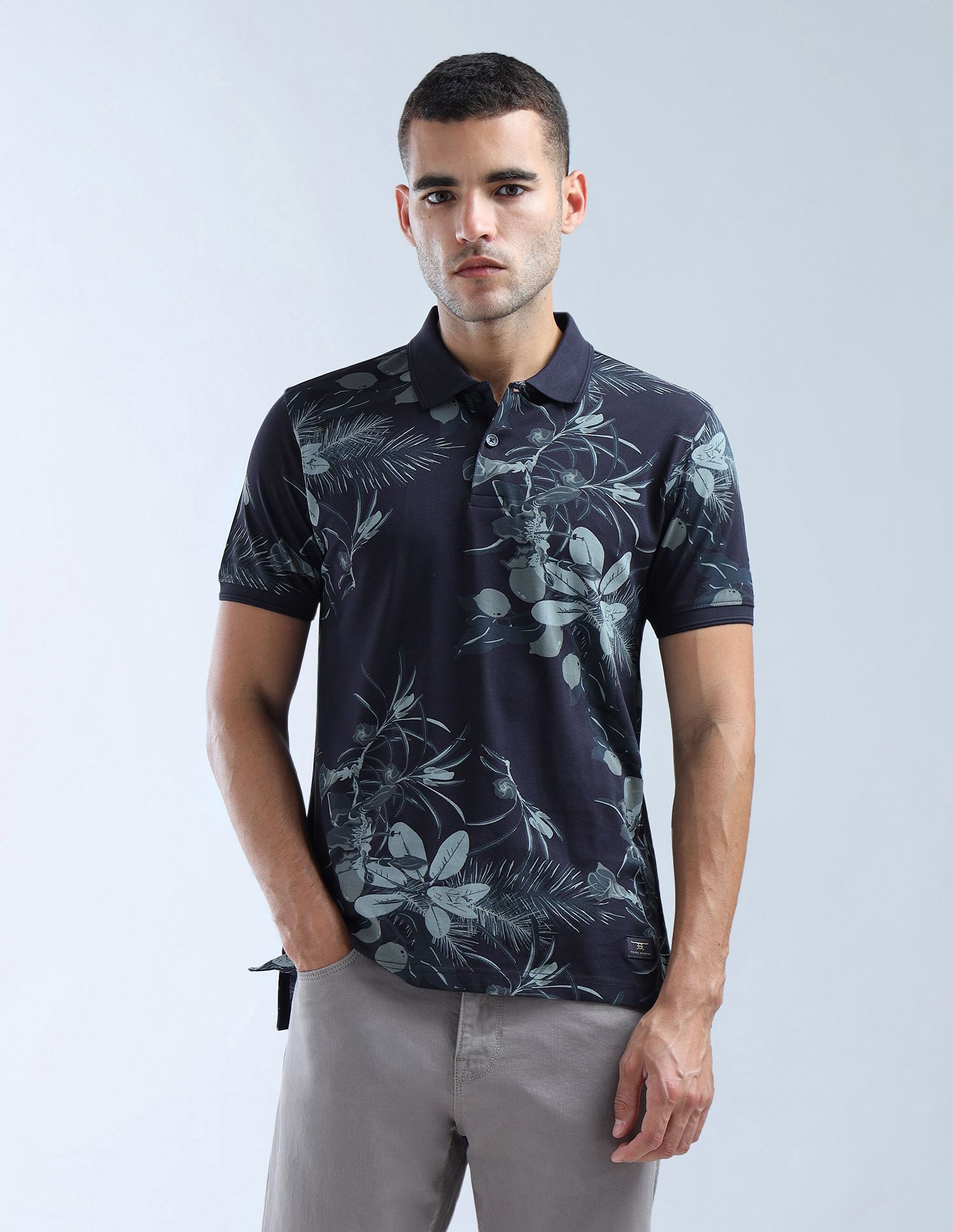 Flying Machine Floral Printed Color Of Home Polo Shirt