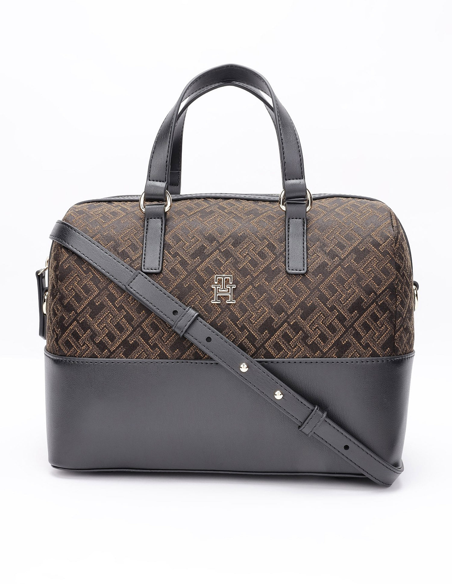 Tommy Hilfiger Logo Black Pu Handbag