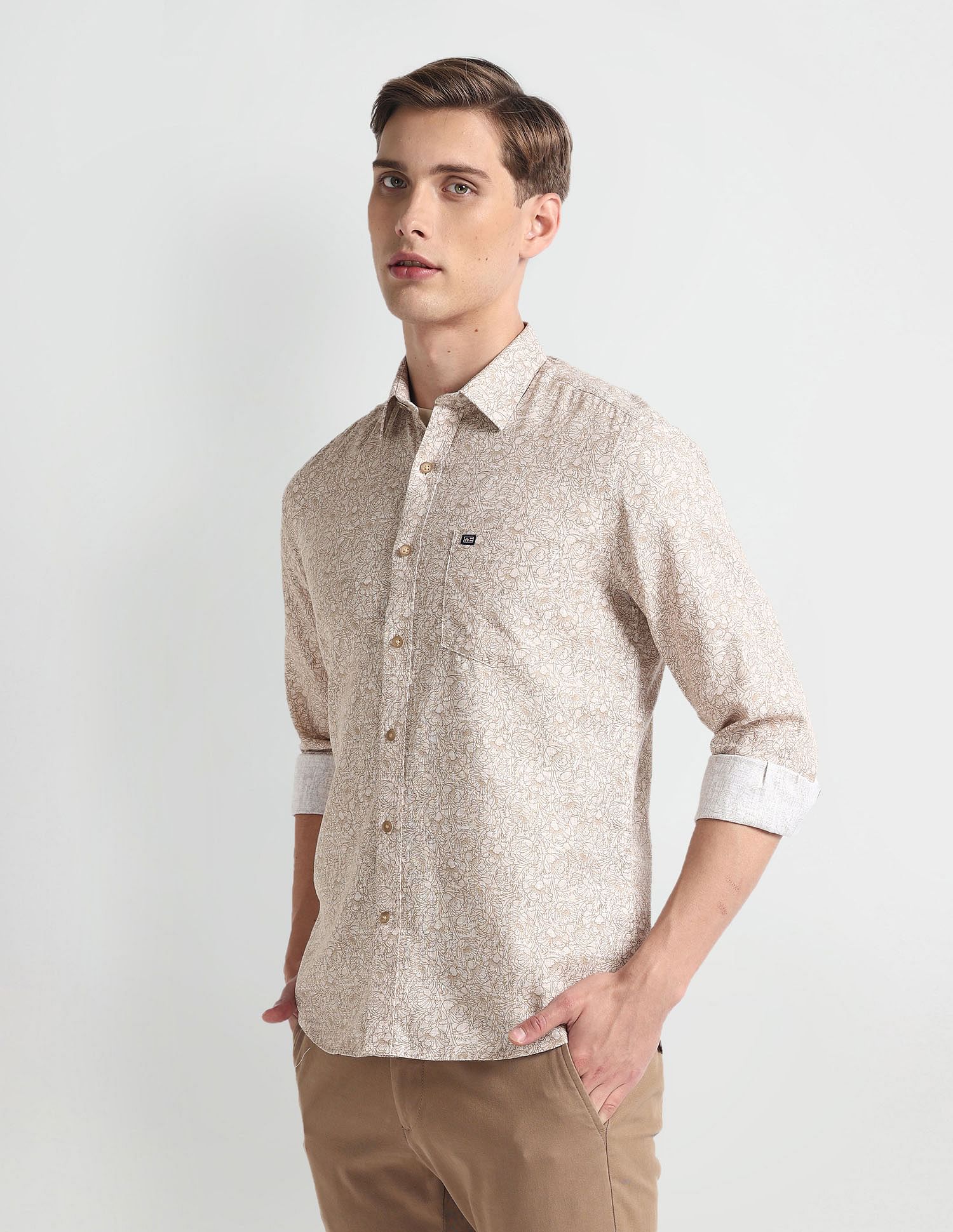 Arrow Sports Pure Cotton Floral Print Shirt