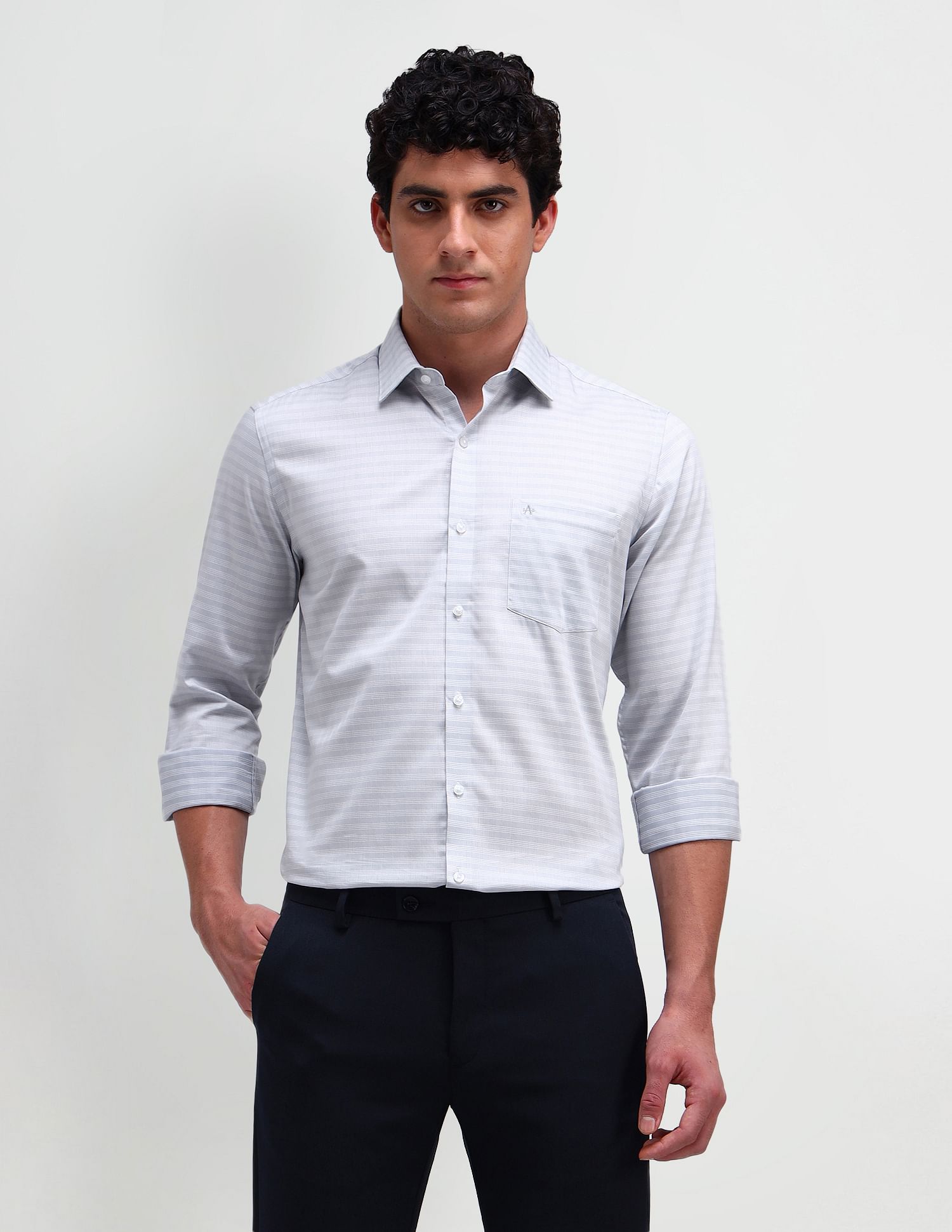 Arrow Manhattan Slim Horizontal Striped Shirt
