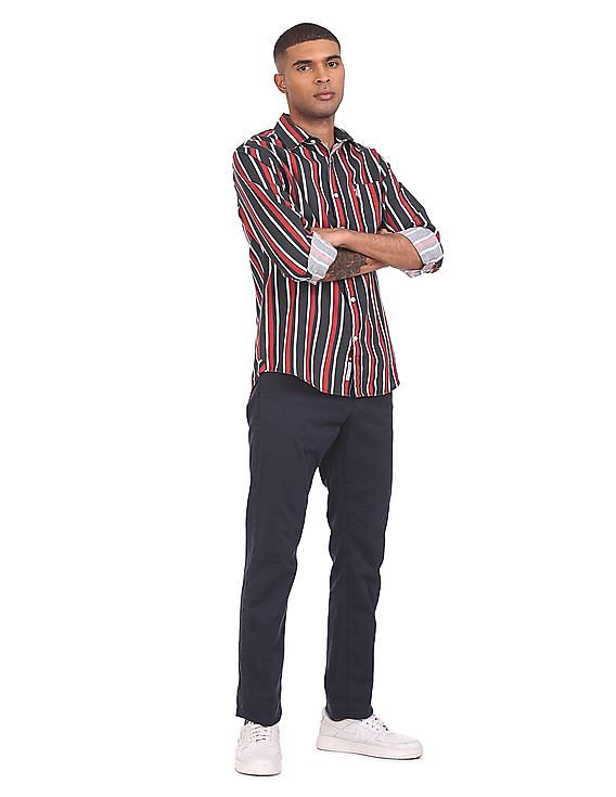 black and red striped shirt mens