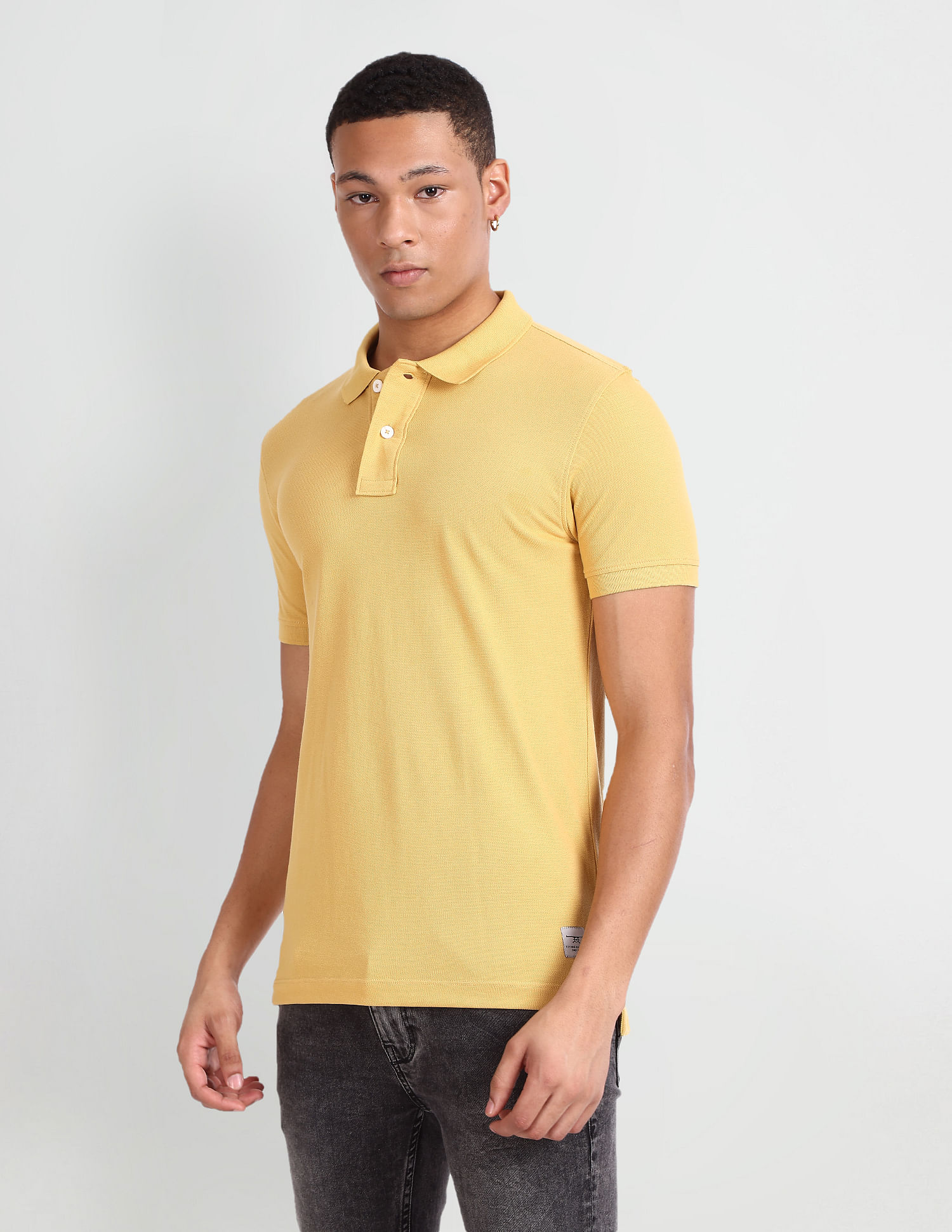 Flying Machine Solid Cotton Polo Shirt