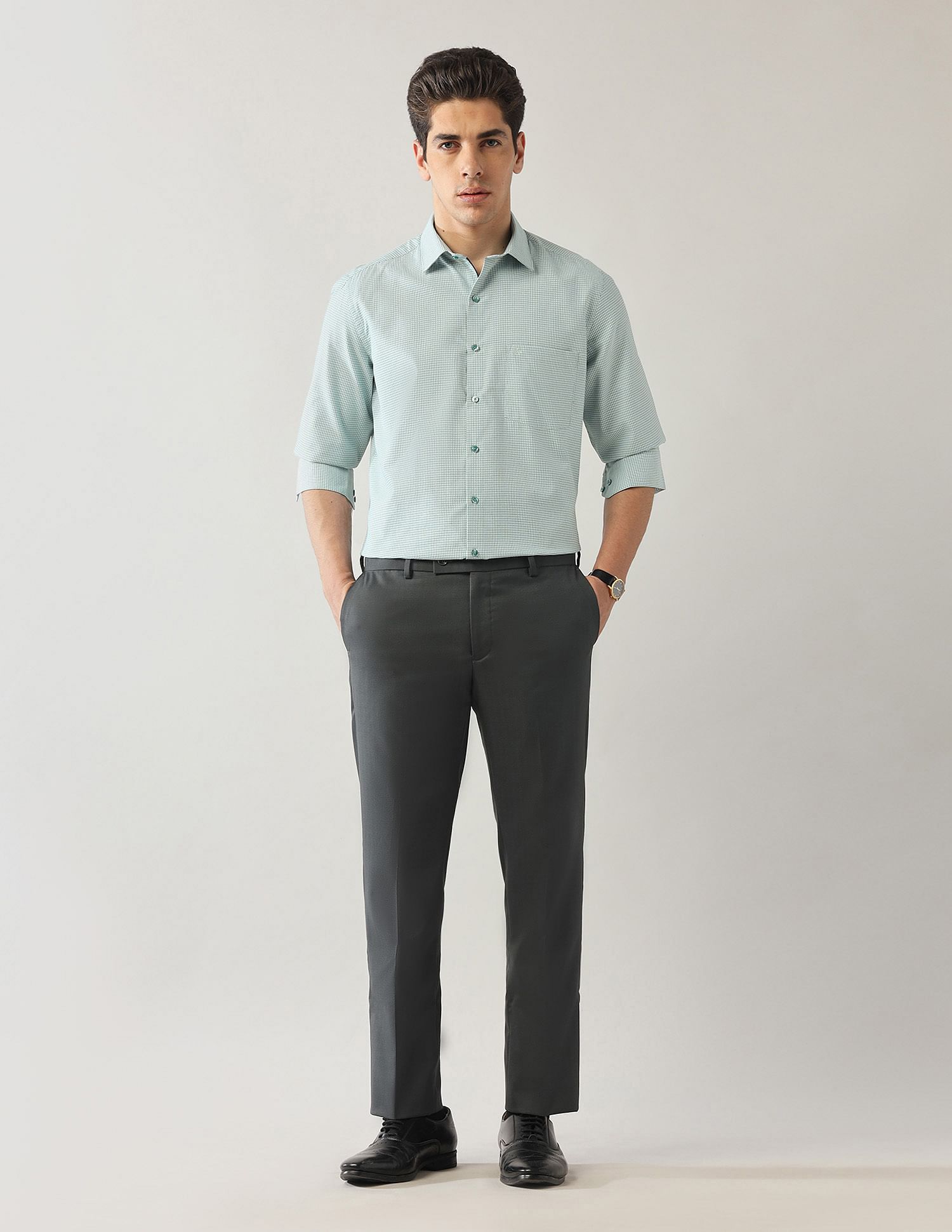 Arrow Pure Cotton Micro Checked Shirt