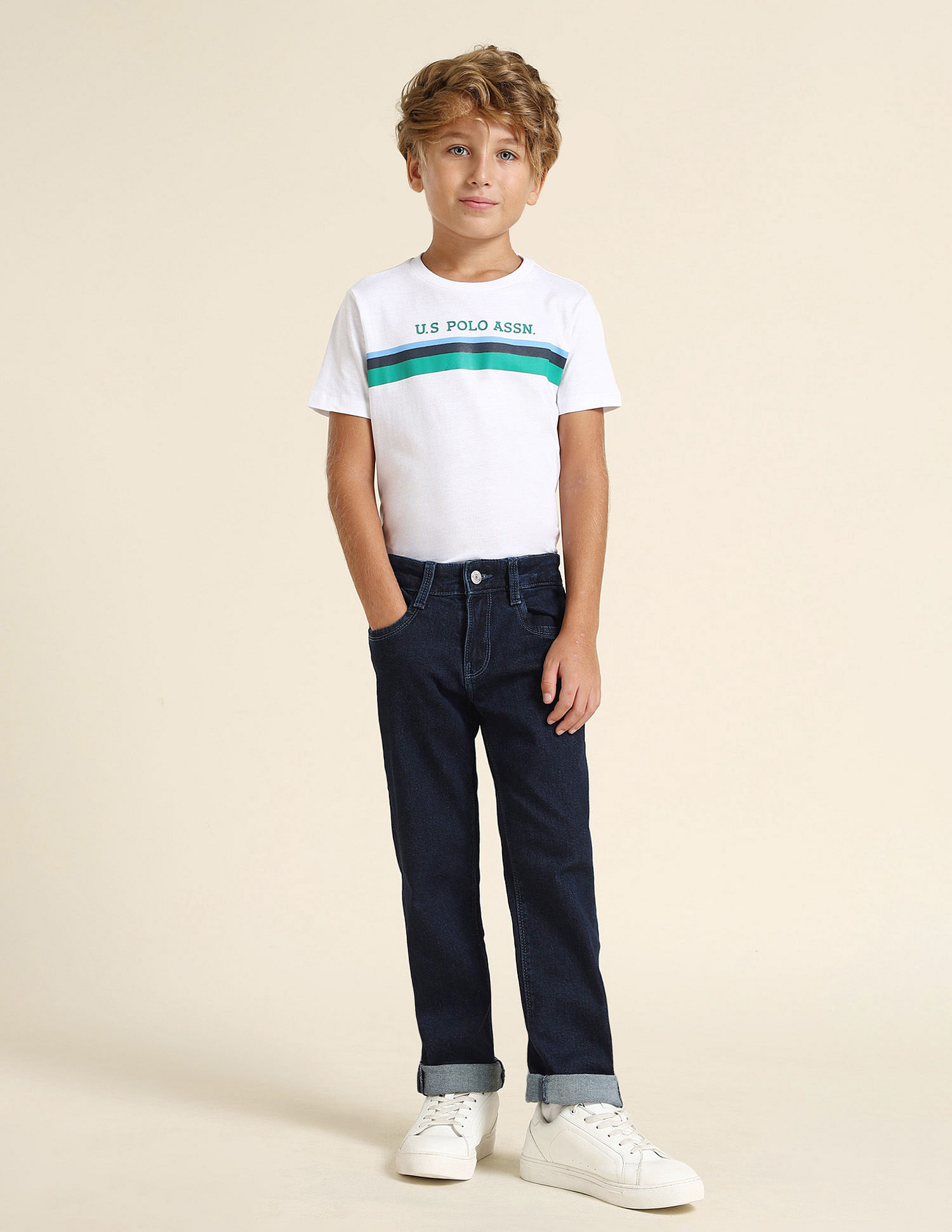 U.S. Polo Assn. Kids Boys Relaxed Fit Blue Jeans