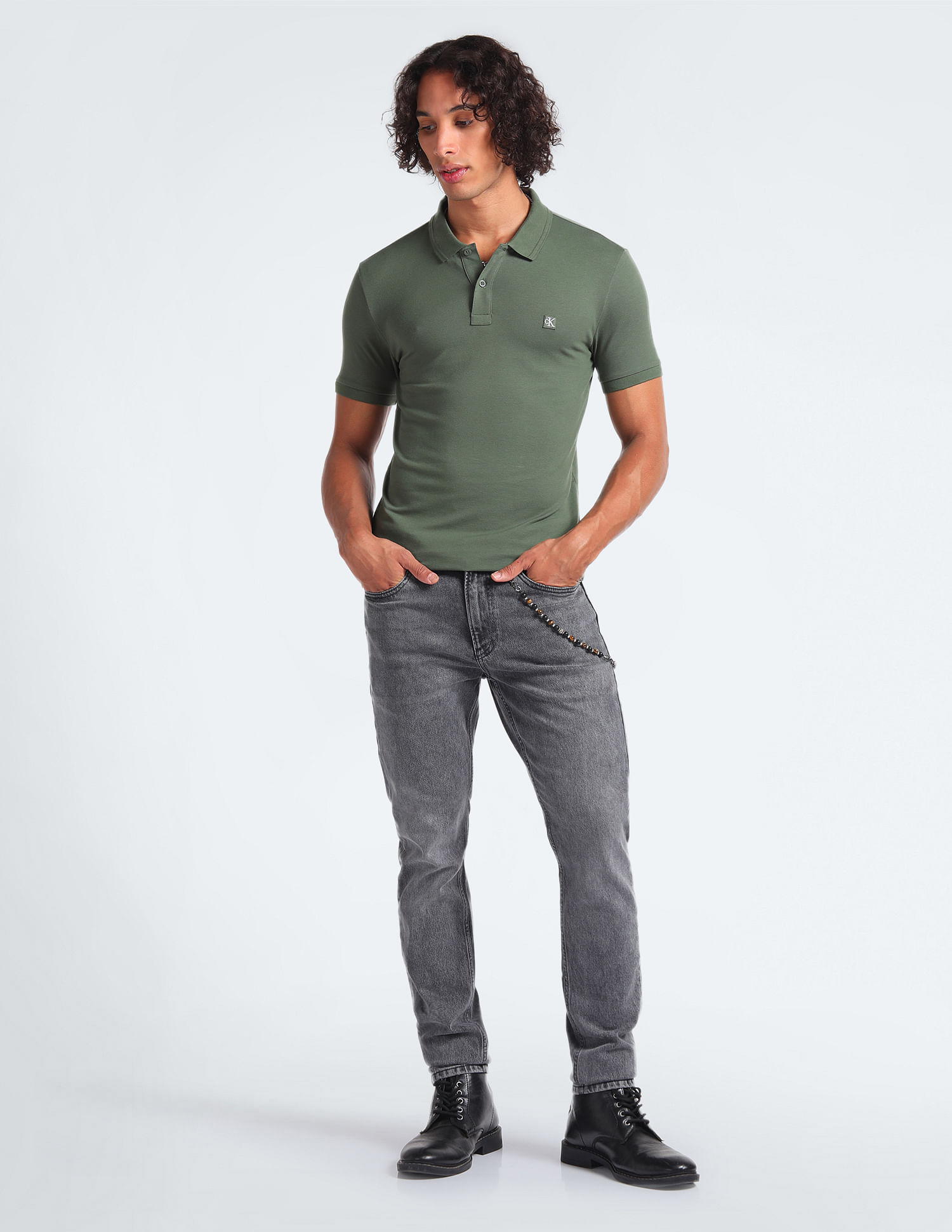 Calvin Klein Badge Logo Slim Polo Shirt