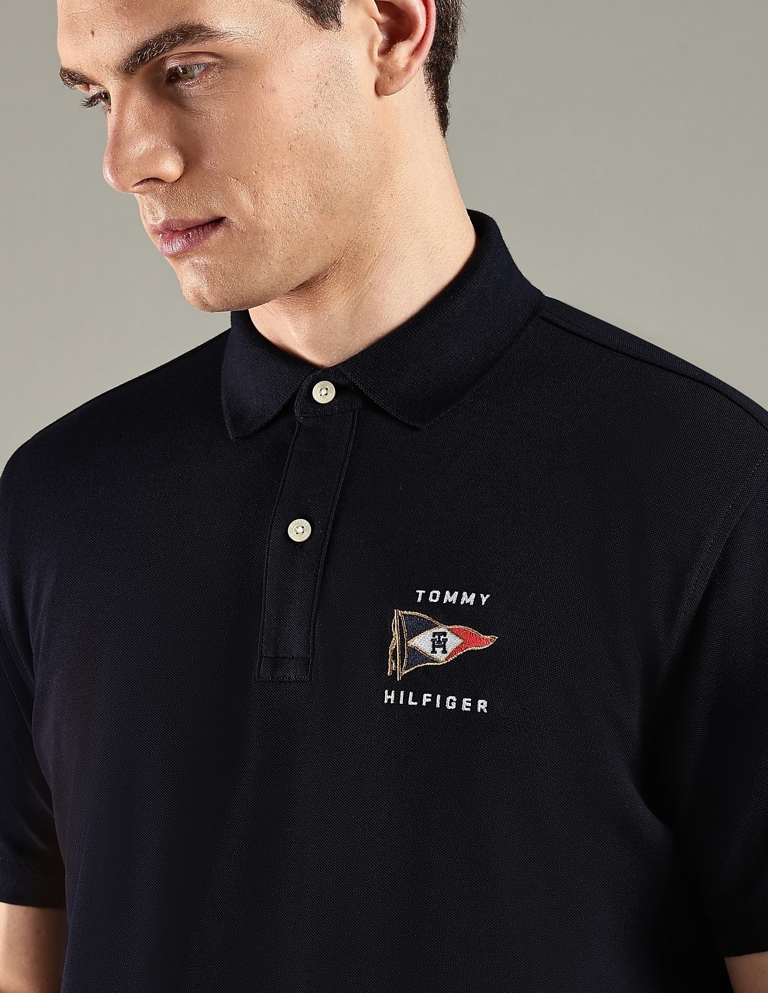 Tommy Hilfiger Solid Regular Fit Cotton Polo T-Shirt