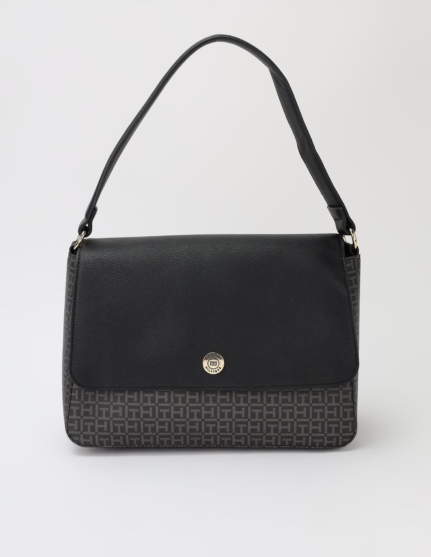 Tommy Hilfiger Logo Black Pvc Hand Bag
