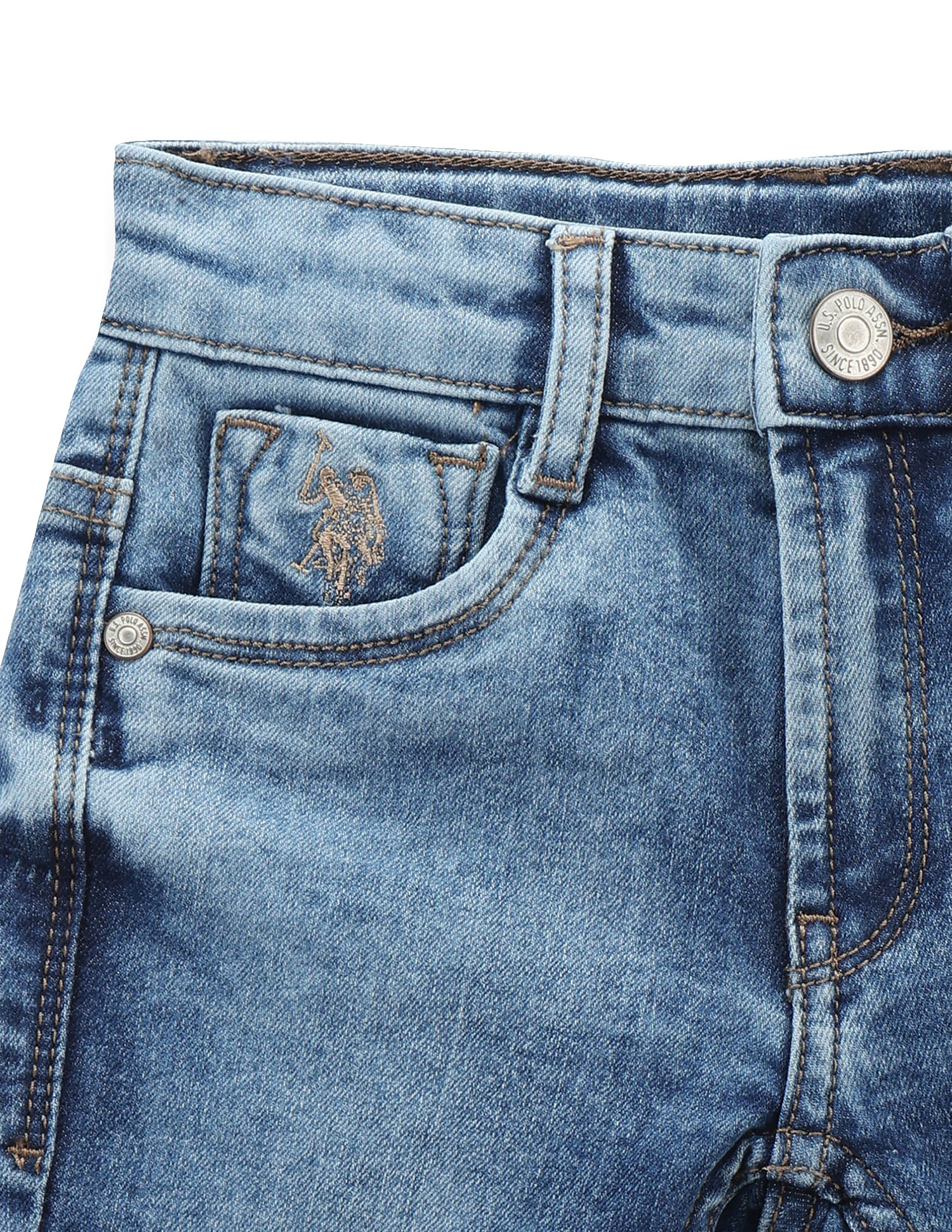 U.S. Polo Assn. Kids Boys Stone Wash Denim Shorts