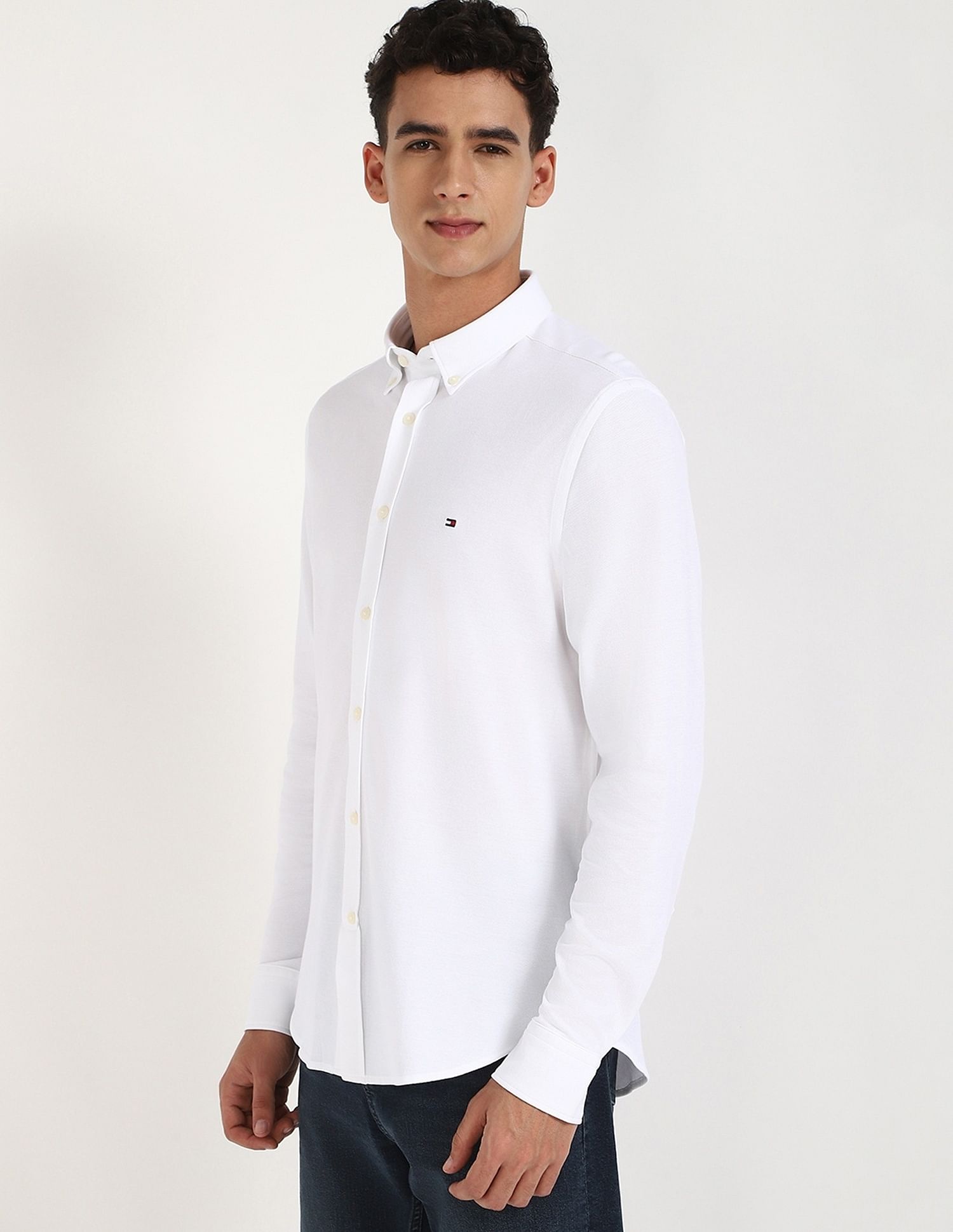 Tommy Hilfiger Solid Slim-Fit Cotton Shirt