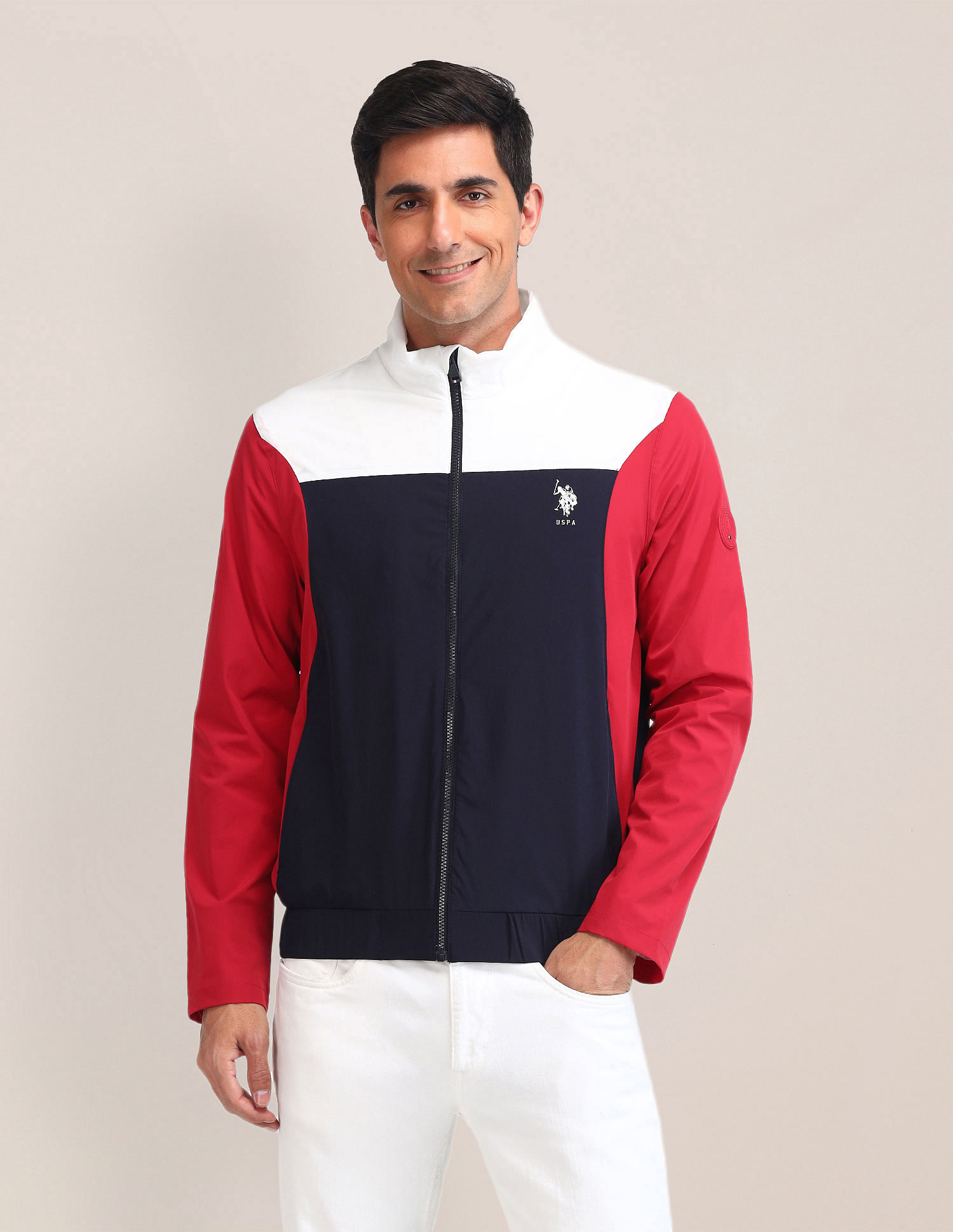 U.S. Polo Assn. Colour Blocked Regular Fit Jacket
