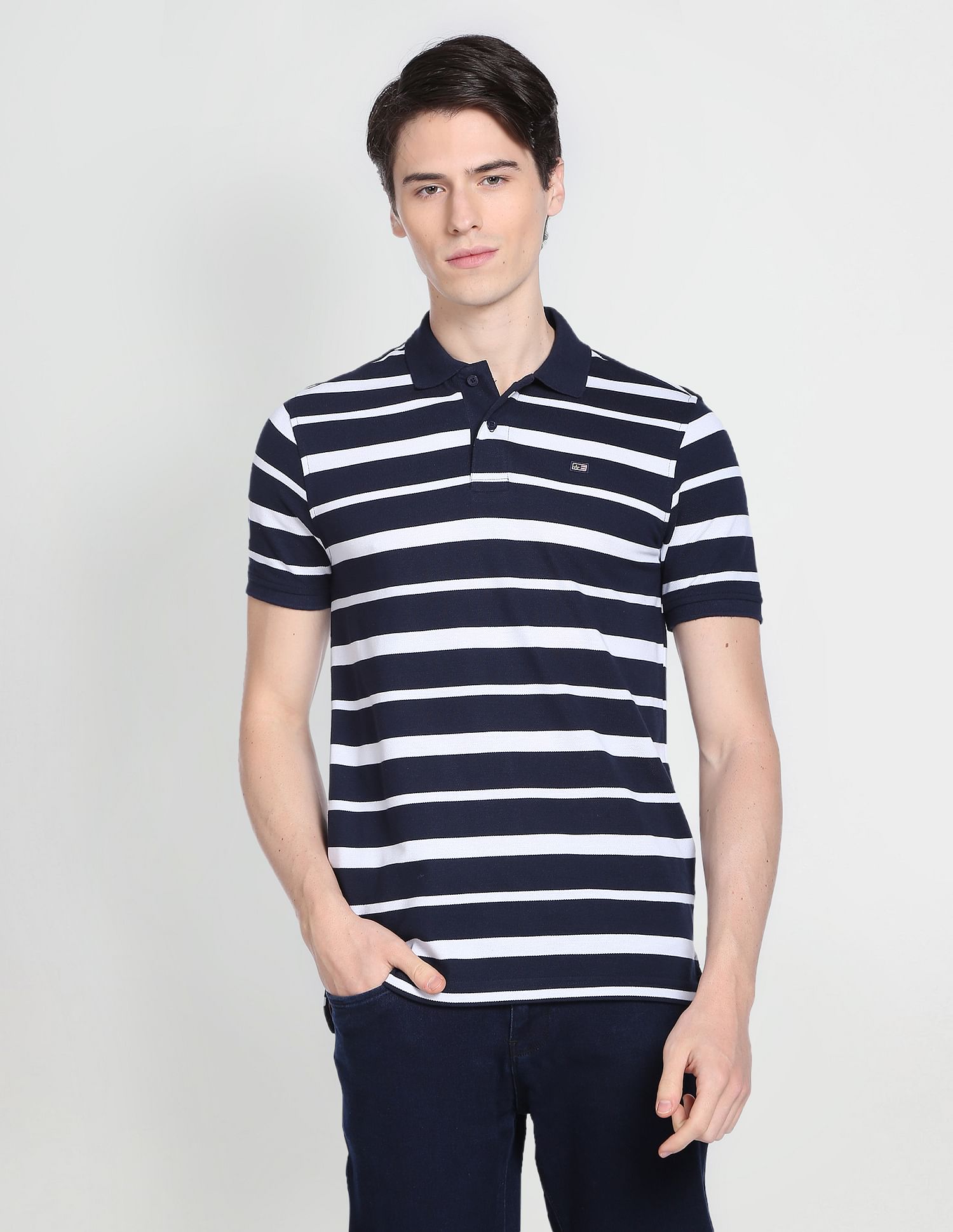 Arrow Sports Horizontal Striped Polo Shirt