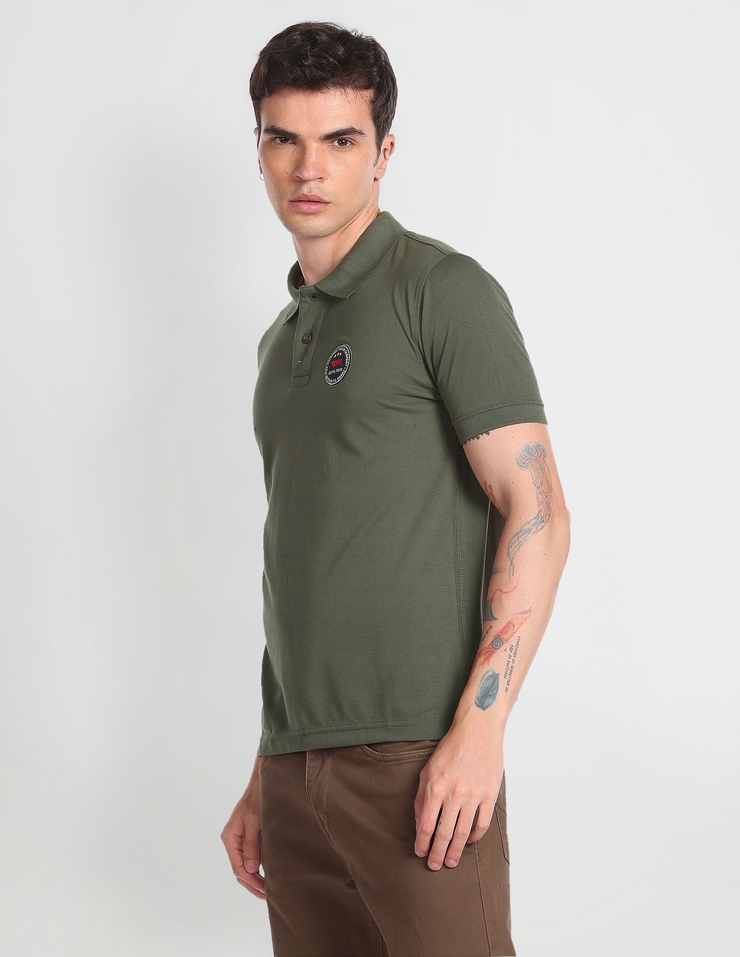 Flying Machine Appliqued Pique Polo Shirt