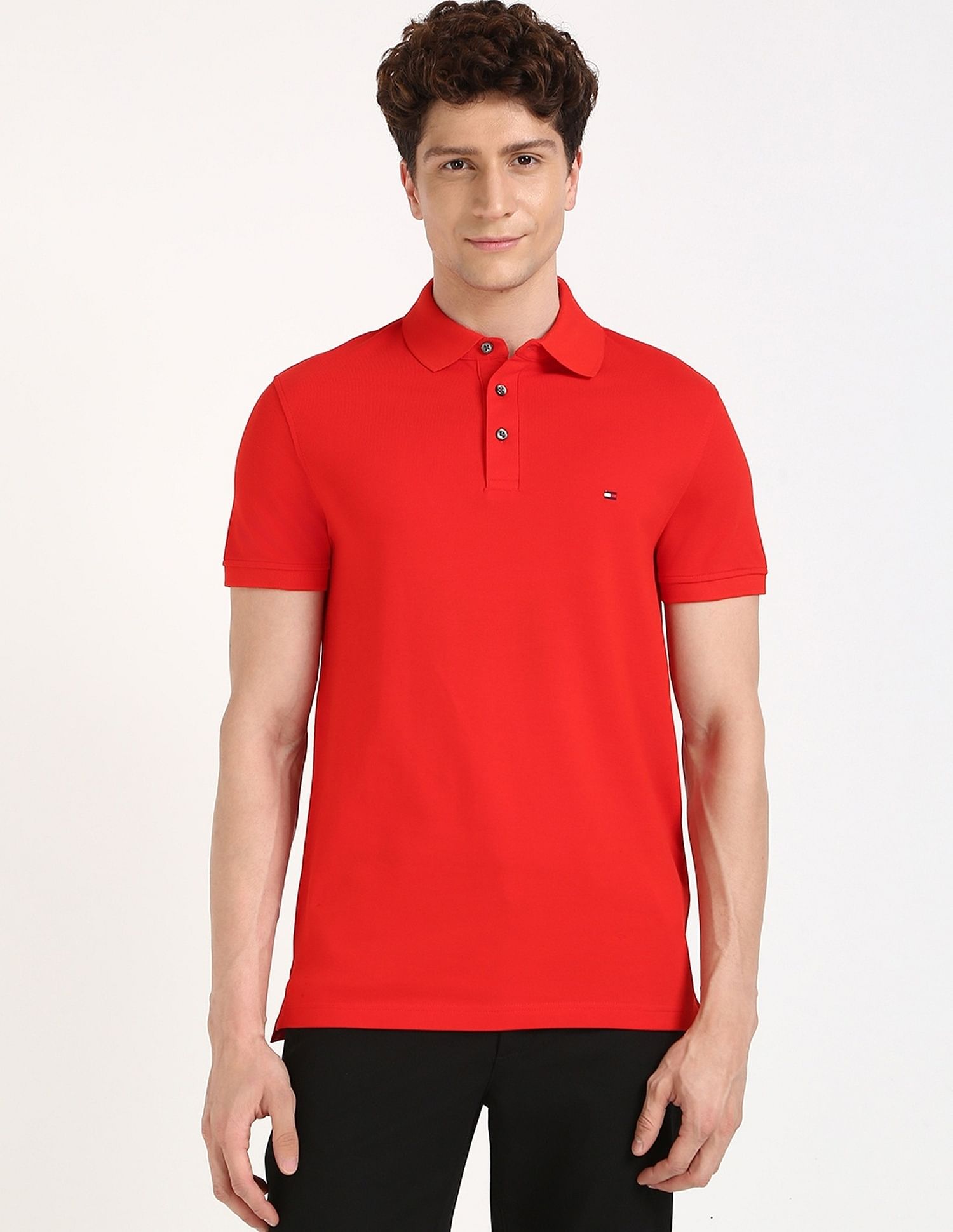 Tommy Hilfiger Solid Slim-Fit Cotton Polo Shirt