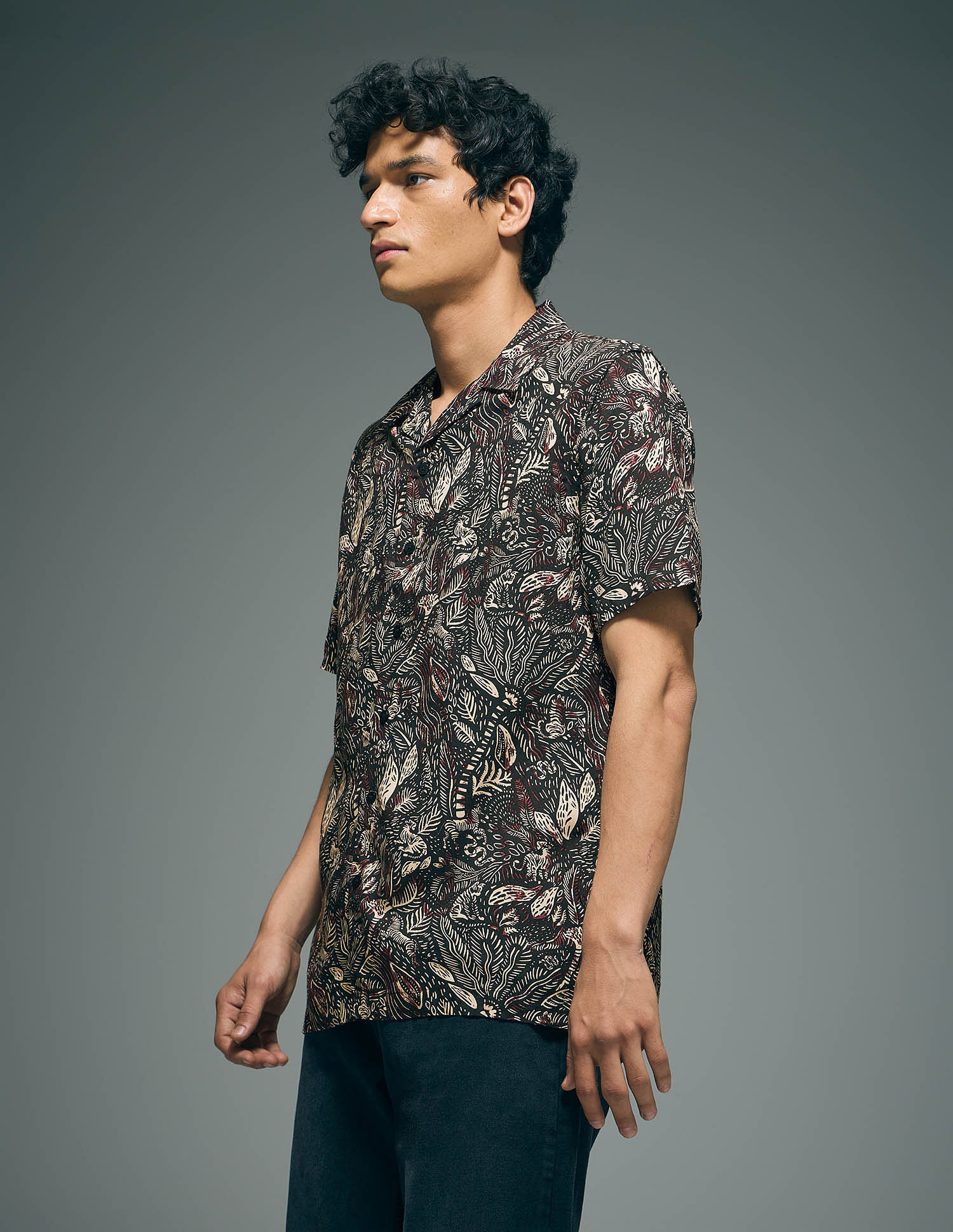 Flying Machine Tropical Print Cotton Shirt