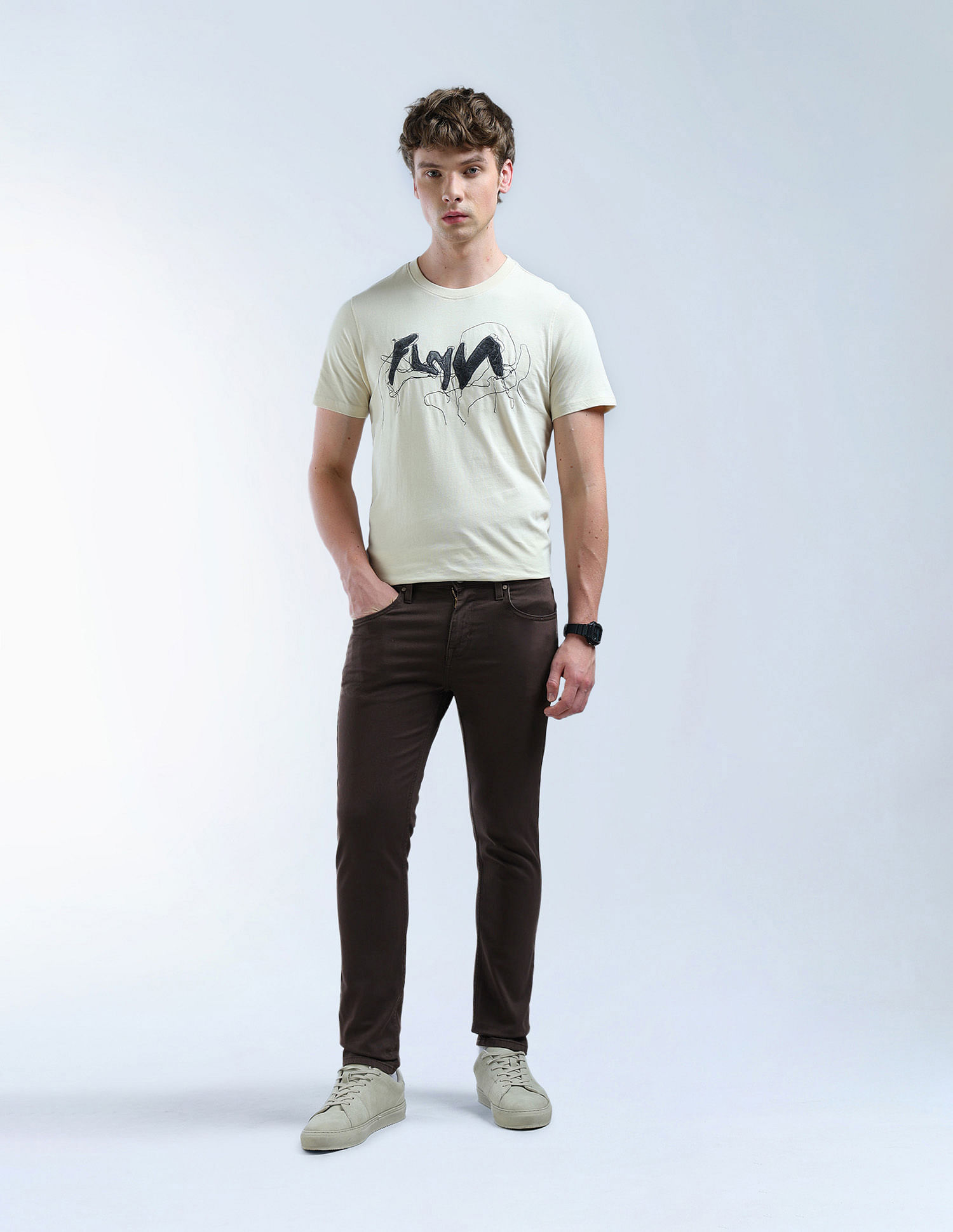 Flying Machine Slash Slim-Tapered Fit Mid Rise Jeans