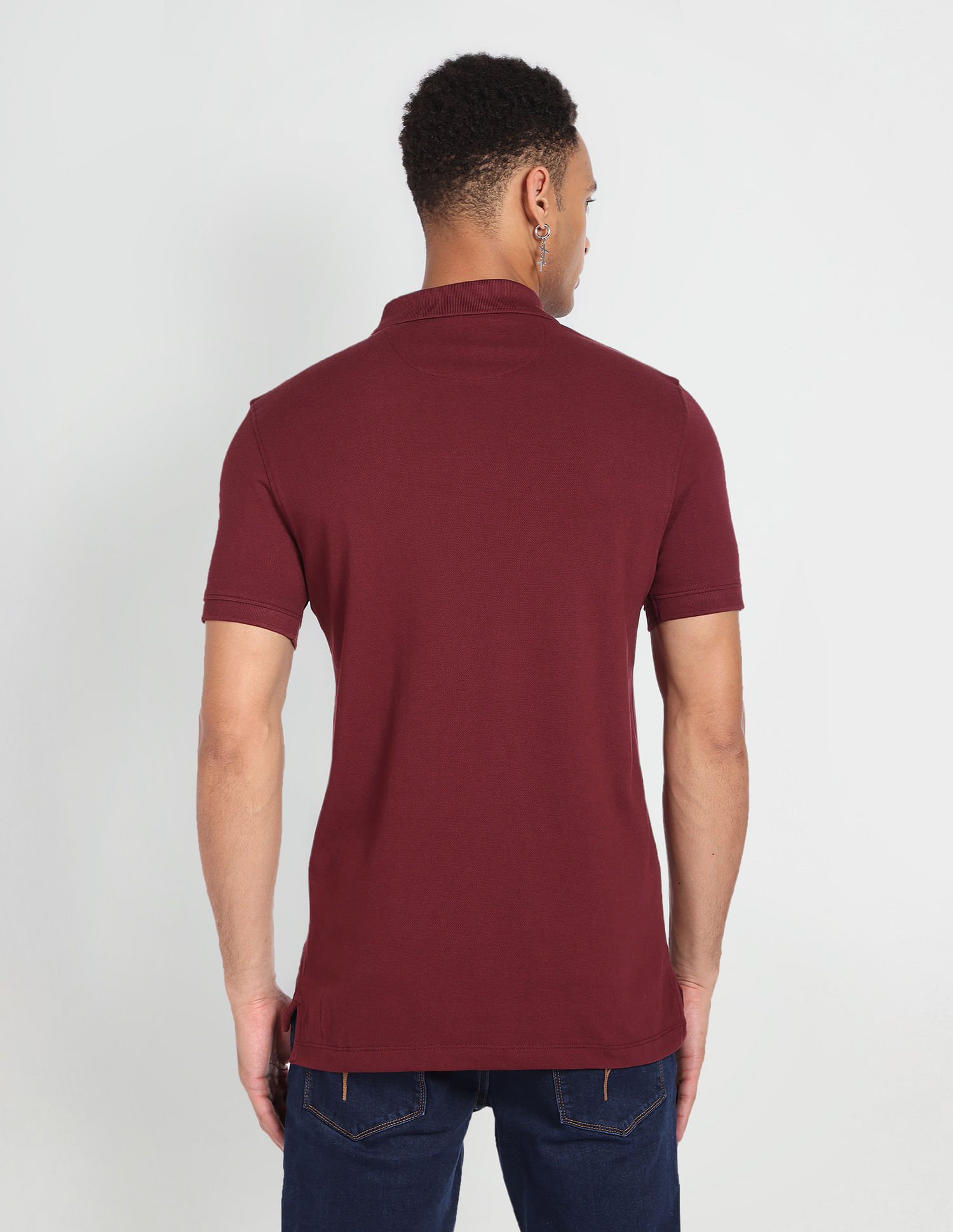 Flying Machine Short Sleeve Solid Polo Shirt