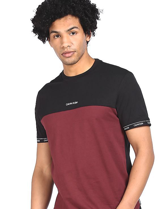 maroon and black t shirt