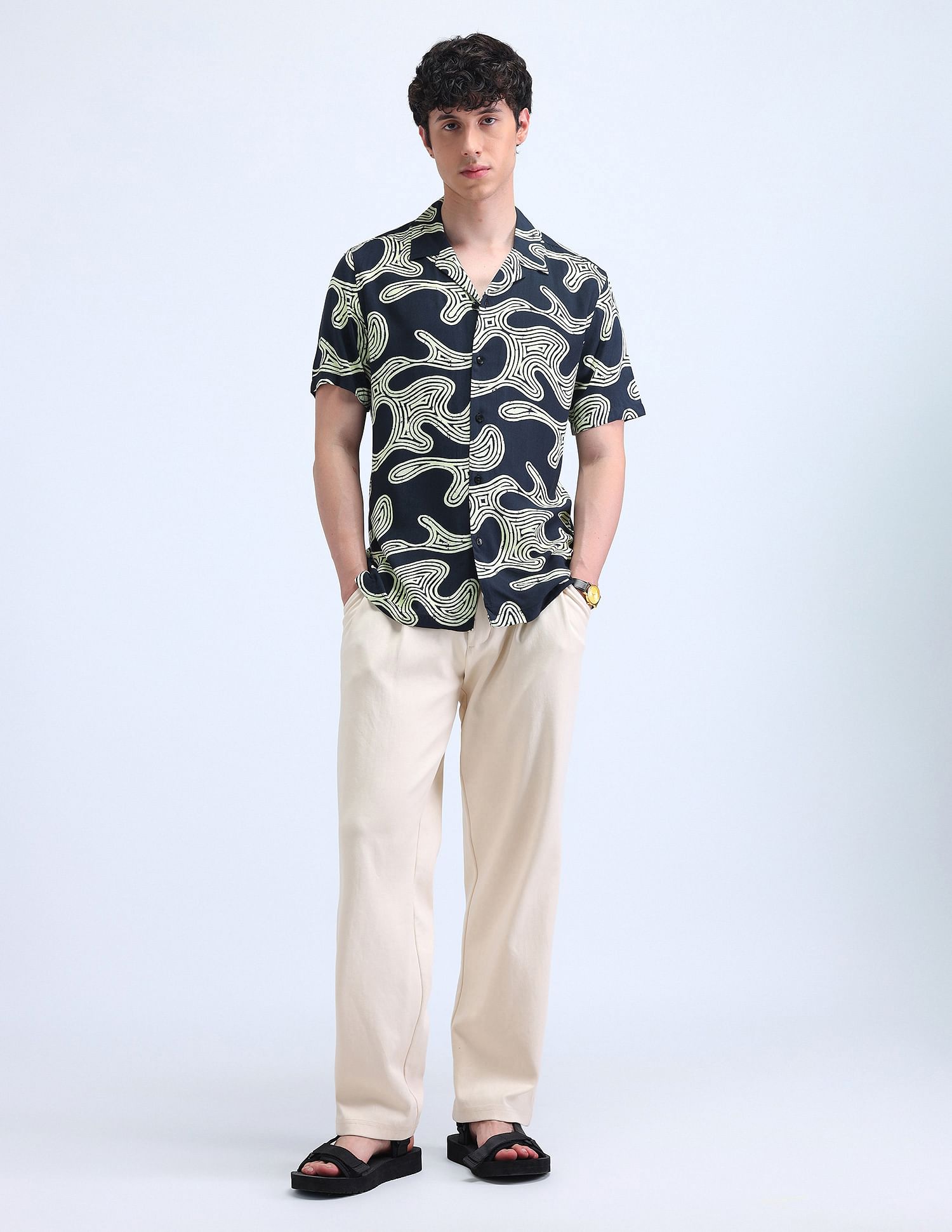 Flying Machine Abstract Pattern Regular Shirt