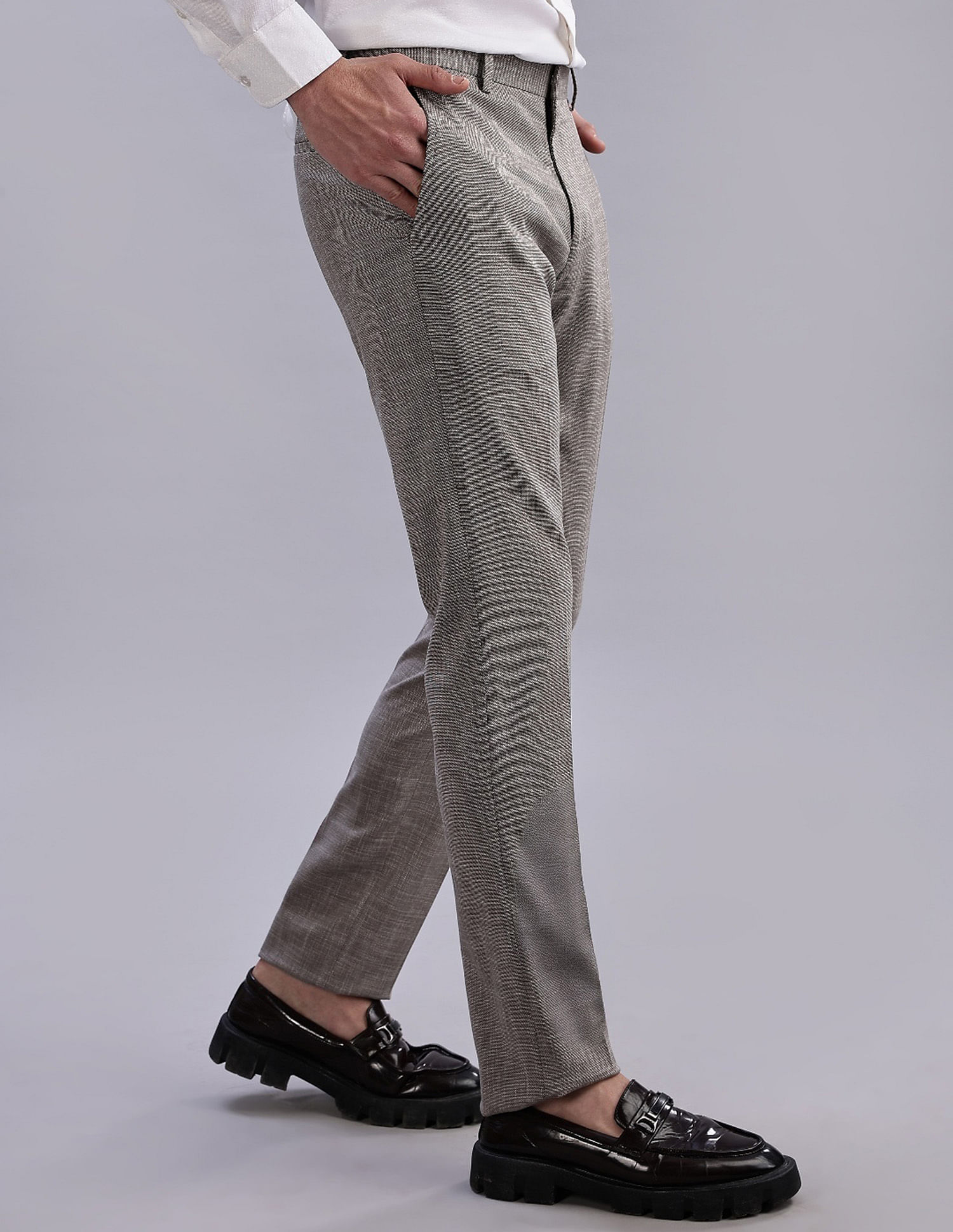 Tommy Hilfiger Regular-Fit Self-Design Mid Rise Trousers