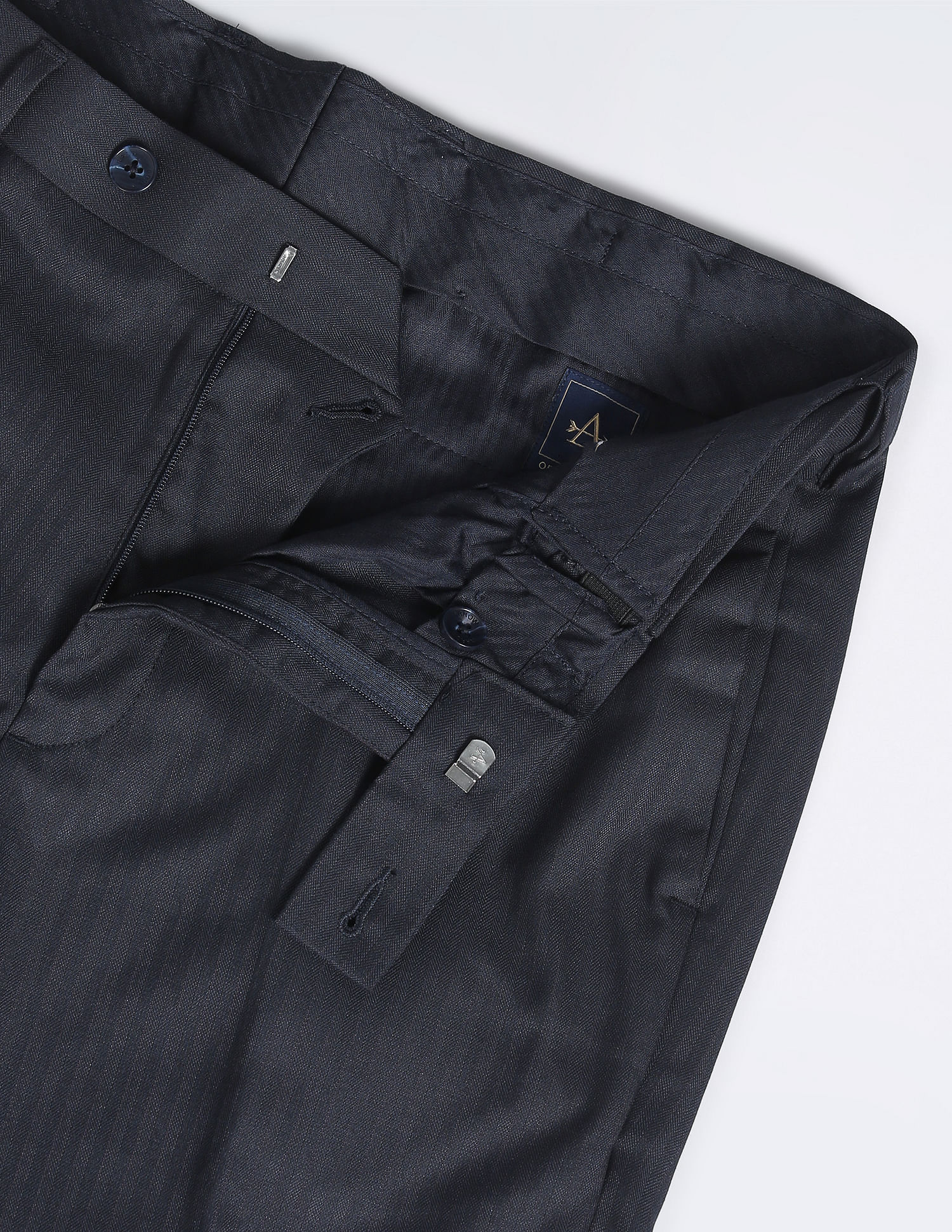 Arrow Vertical Stripe Herringbone Trousers